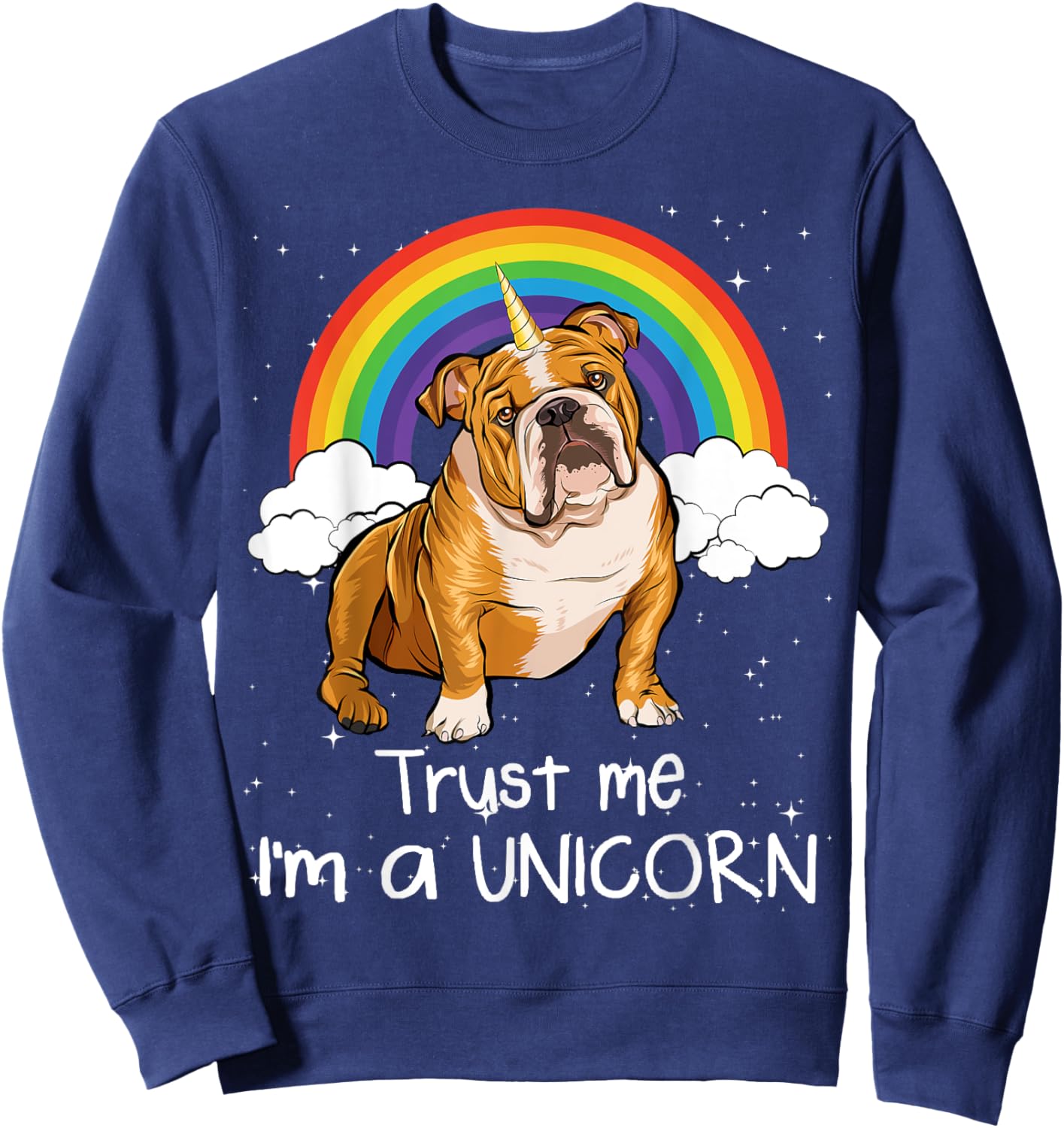 Rainbow Mágico Unicorn English Bulldog Women Sweatshirt - Sweatshirt | Navy