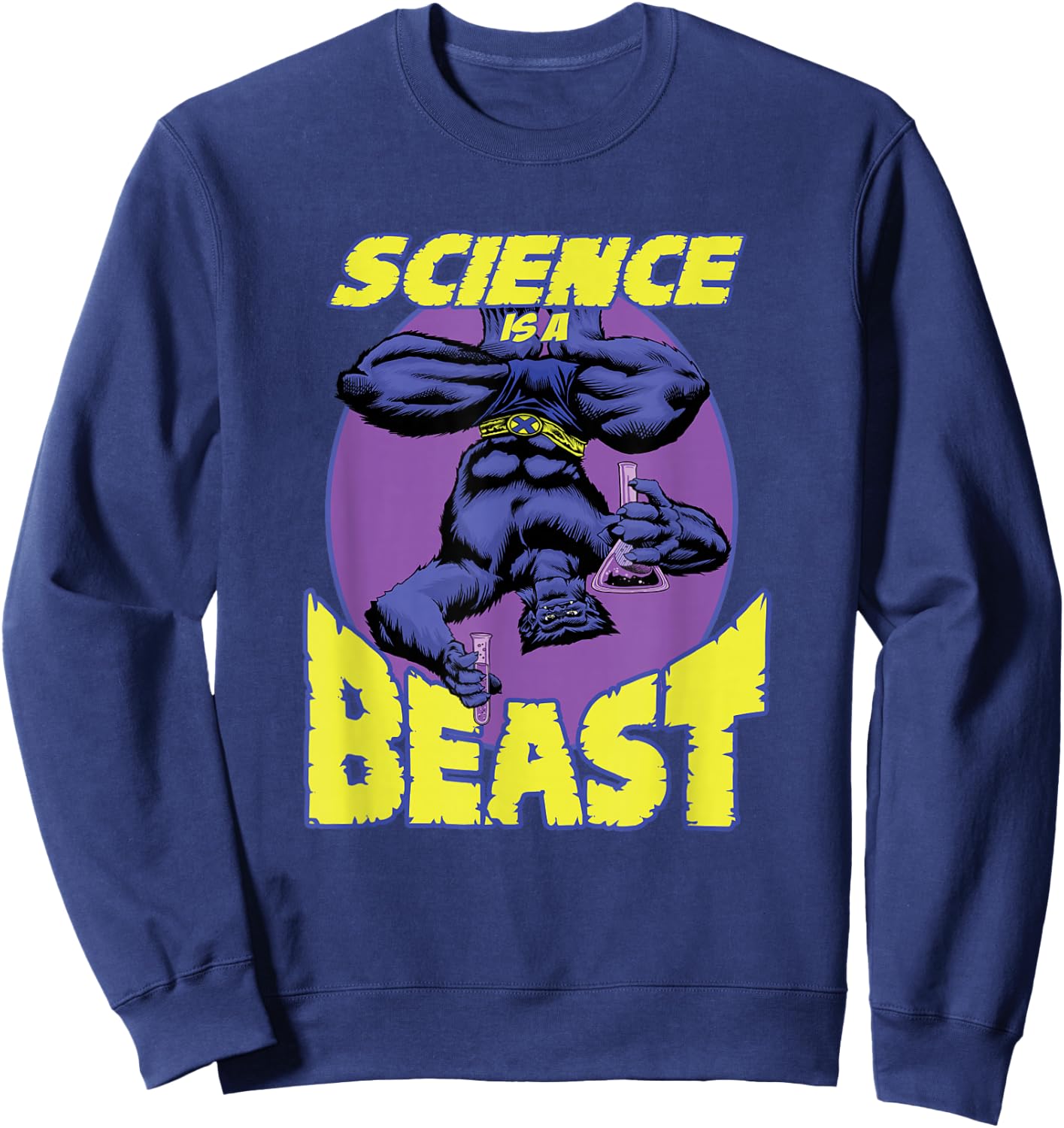 Marvel X-Men Science Is A Beast Retro Dr. McCoy Portrait Sweatshirt - Sweatshirt | Navy