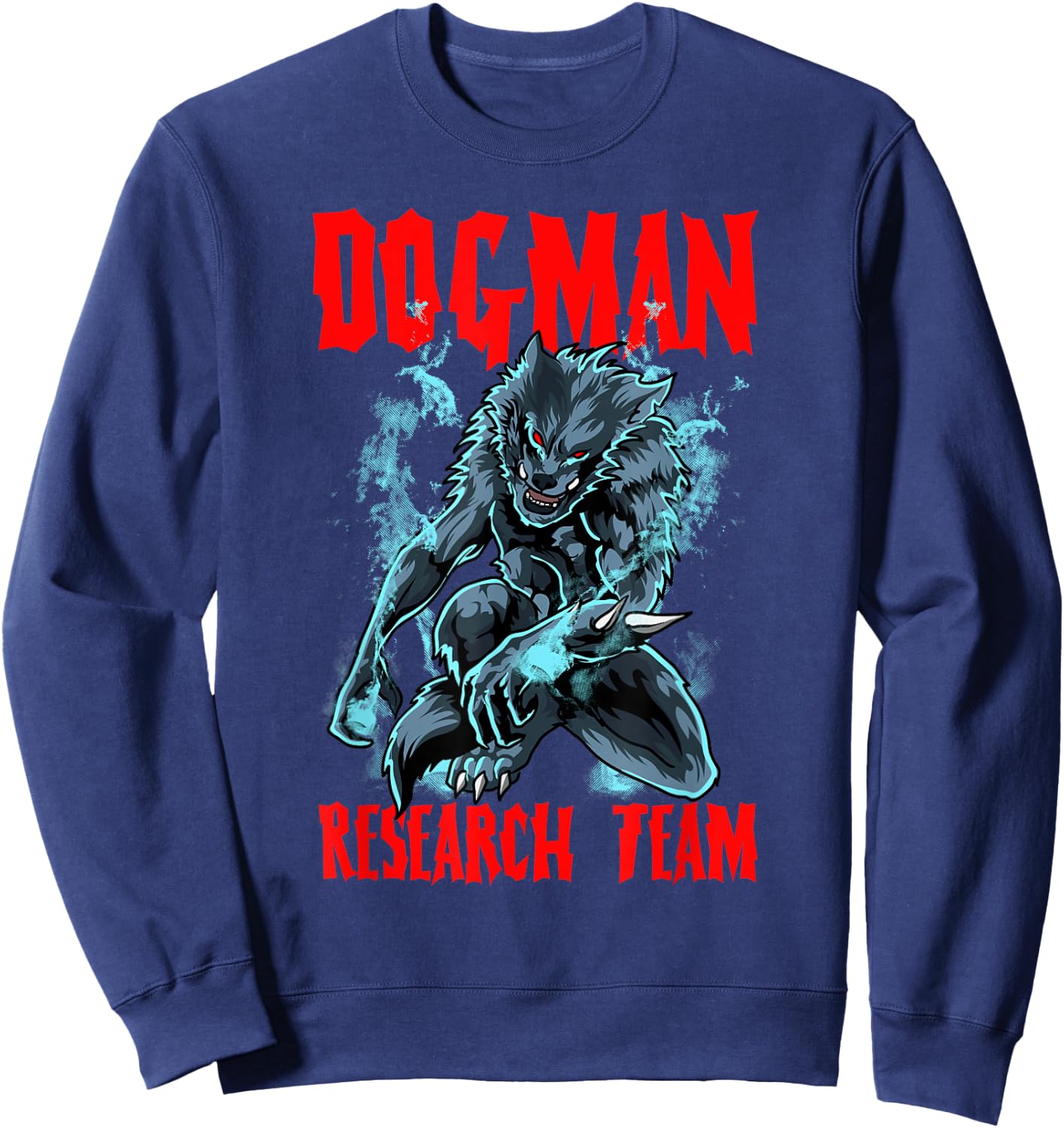 Dogman Research Team Cryptid Humanoid Animal Dog Man Funny Sweatshirt - Sweatshirt | Navy