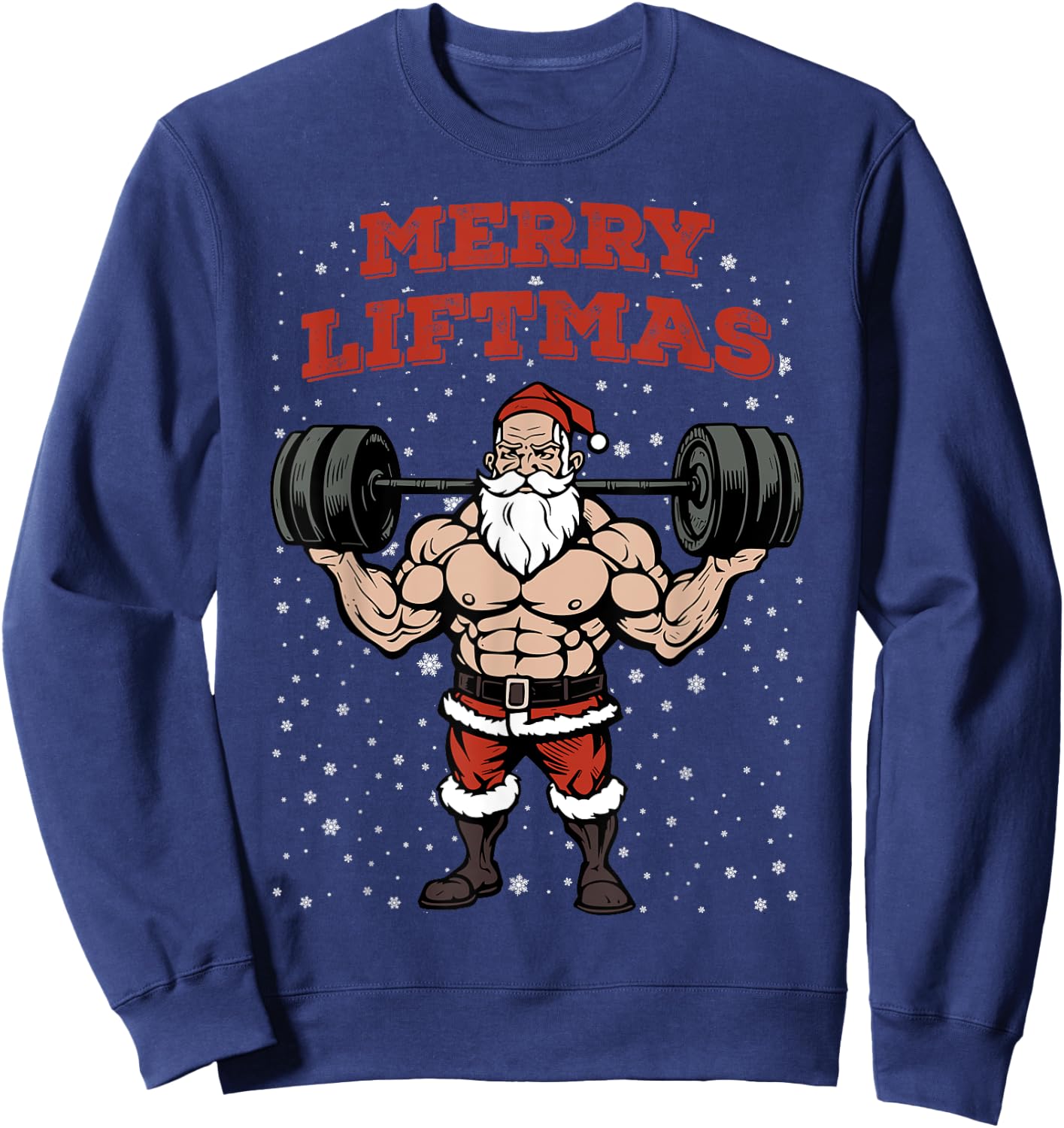 Merry Liftmas Christmas Muscular Santa Claus Gym Workout Sweatshirt - Sweatshirt | Navy