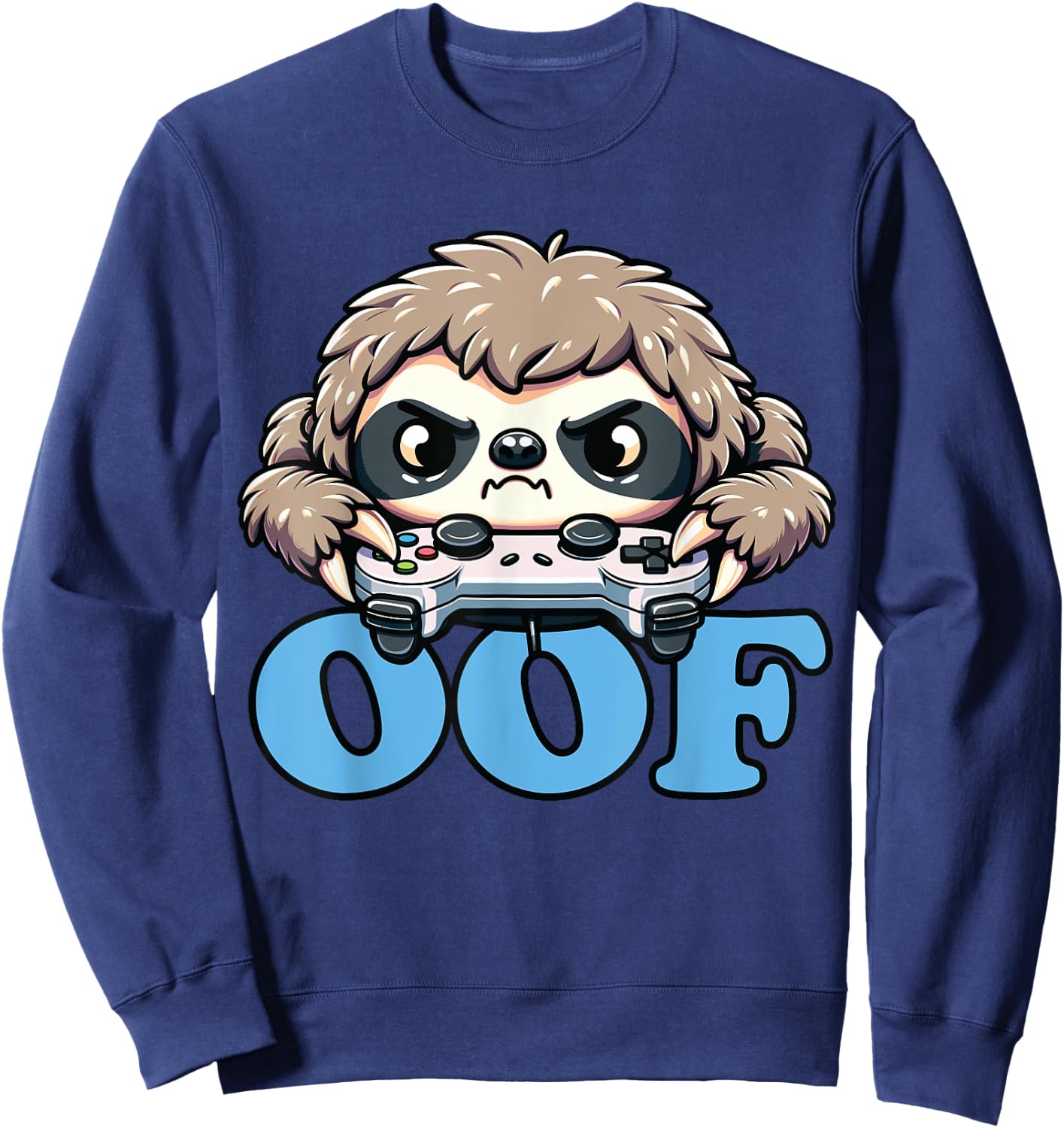 Oof Gamer Meme, Anime Gamer Sloth Oof Sweatshirt - Sweatshirt | Navy