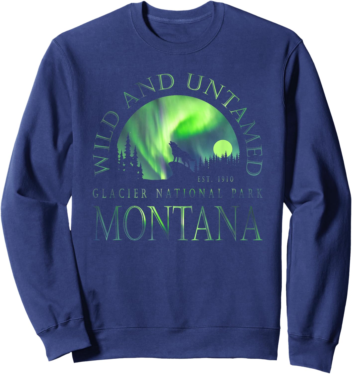 Montana - Glacier National Park - Northern Lights Sweatshirt - Sweatshirt | Navy
