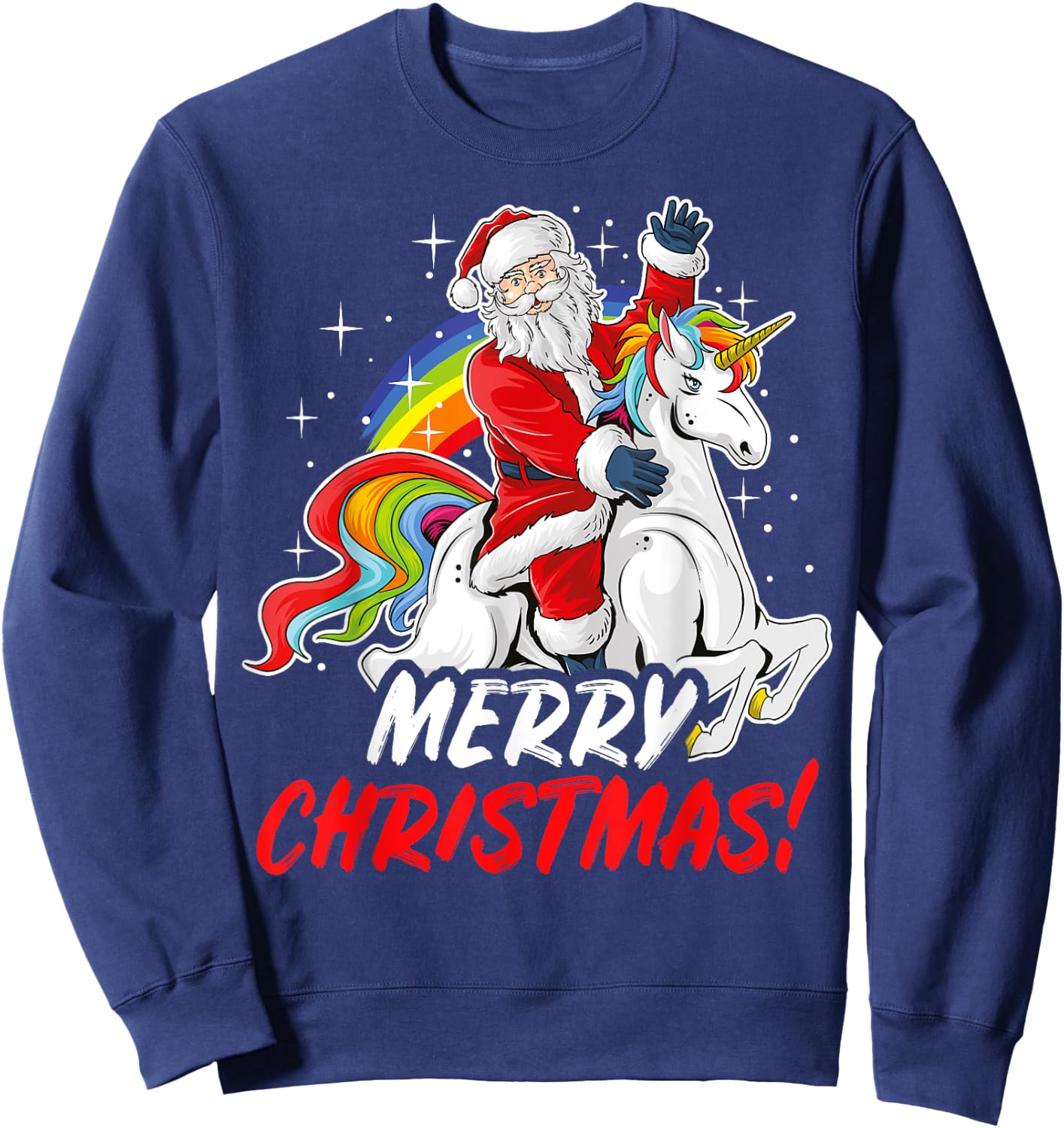 Unicorn Santa Claus Christmas Holiday Sweatshirt - Sweatshirt | Navy