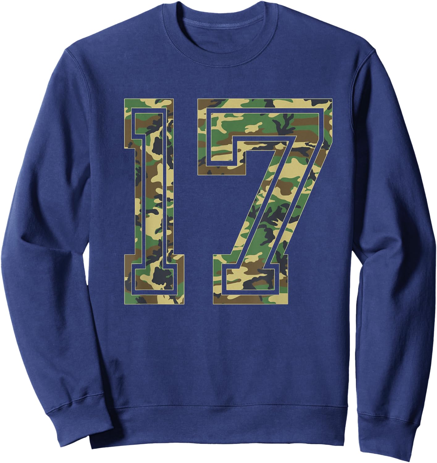 Team Jersey Number 17 Camo Camouflage Sweatshirt - Sweatshirt | Navy