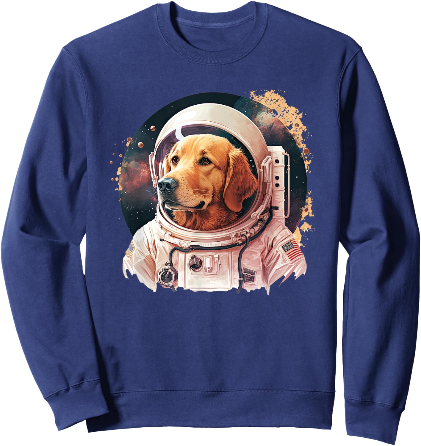 Funny Golden Retriever Astronaut in the space Sweatshirt - Sweatshirt | Navy