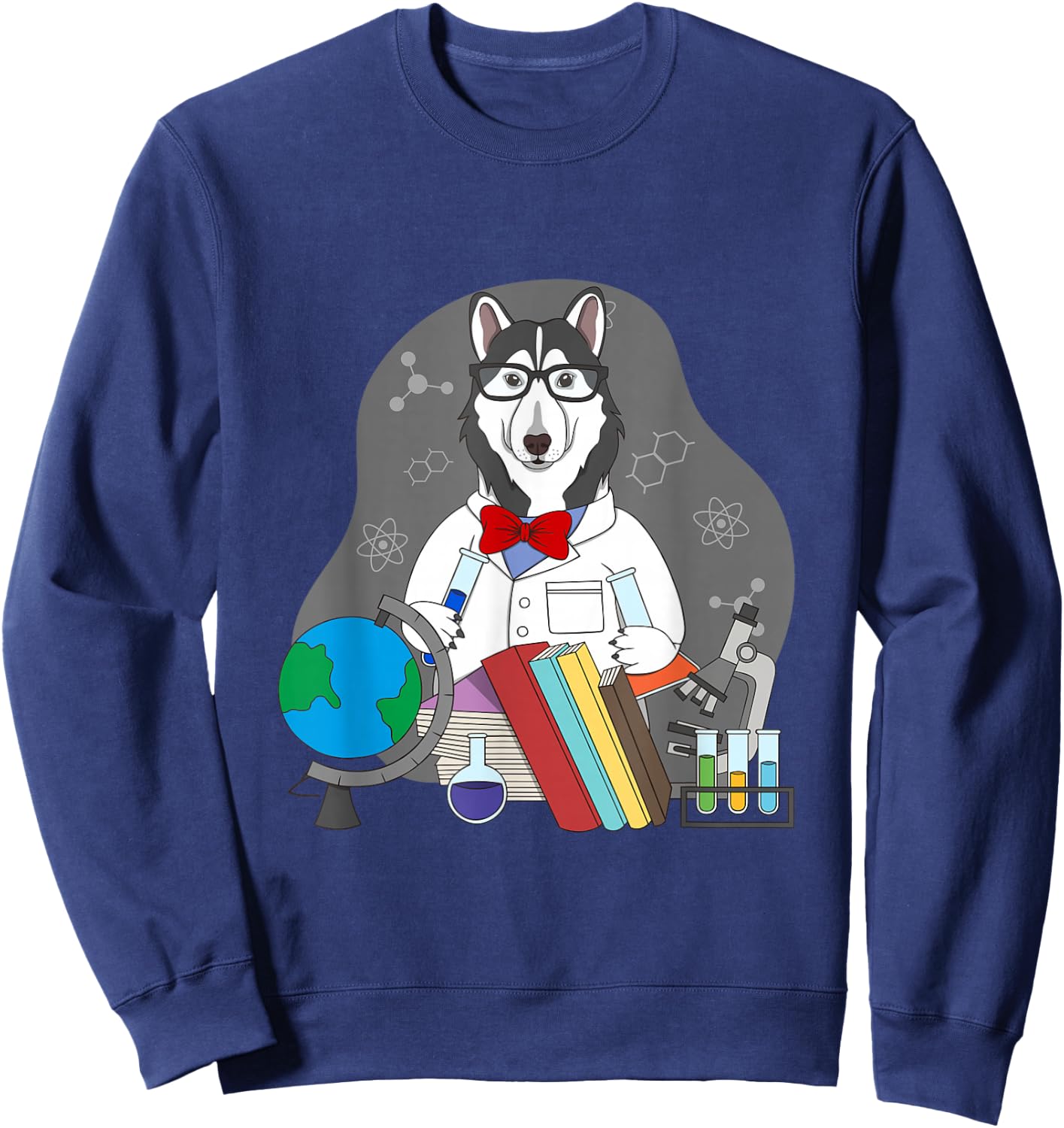 Husky Lover and Scientist Teacher Design Sweatshirt - Sweatshirt | Navy