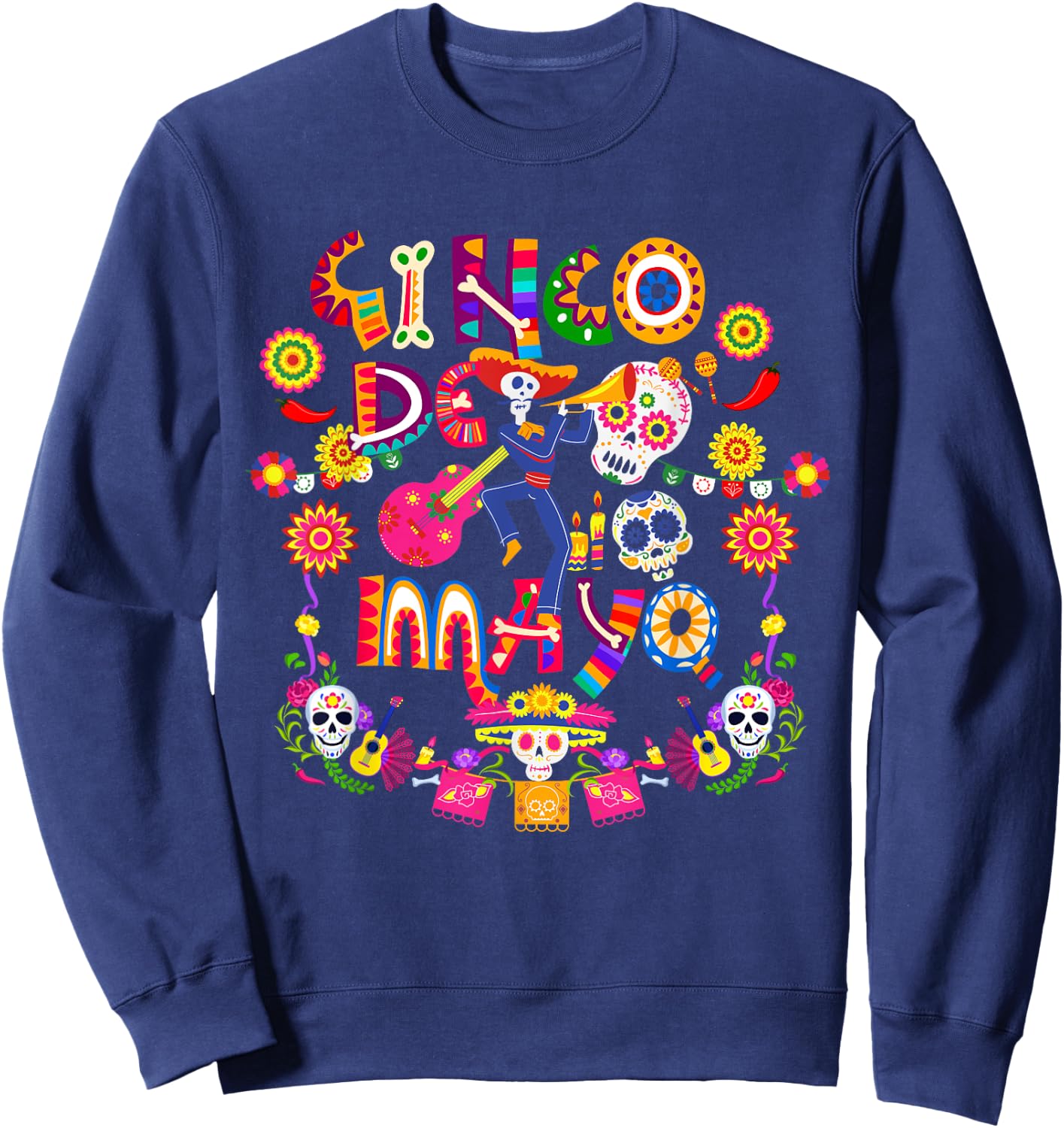 Cinco De Mayo Fiesta Surprise Camisa 5 De Mayo Viva Mexico Sweatshirt - Sweatshirt | Navy