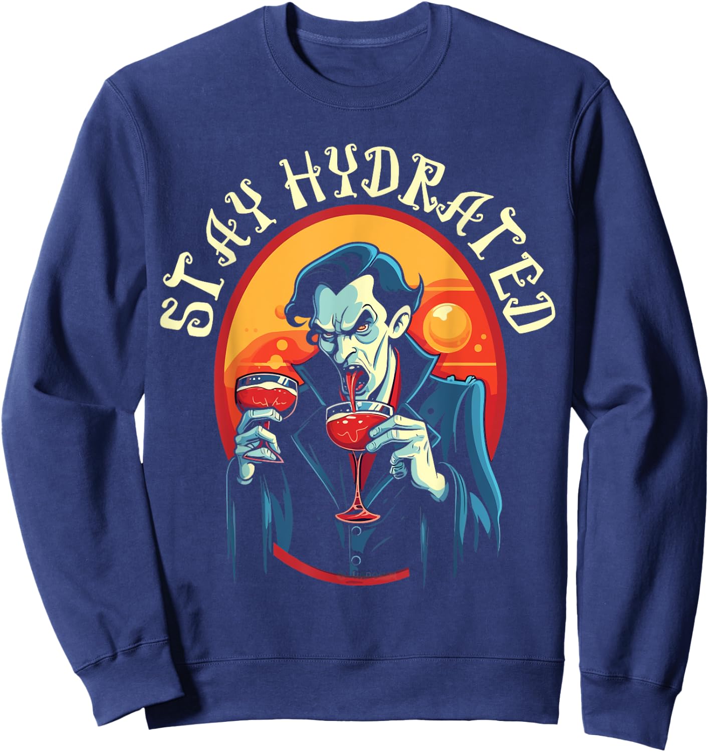 Dracula Halloween Scary Trick Or Treat Spooky Vampire Sweatshirt - Sweatshirt | Navy