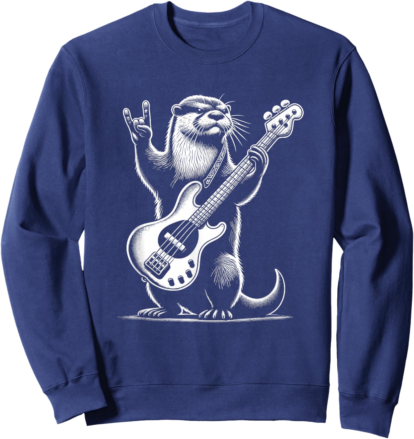 Rock n Roll Otter Playing Guitar Funny Otter Sweatshirt - Sweatshirt | Navy