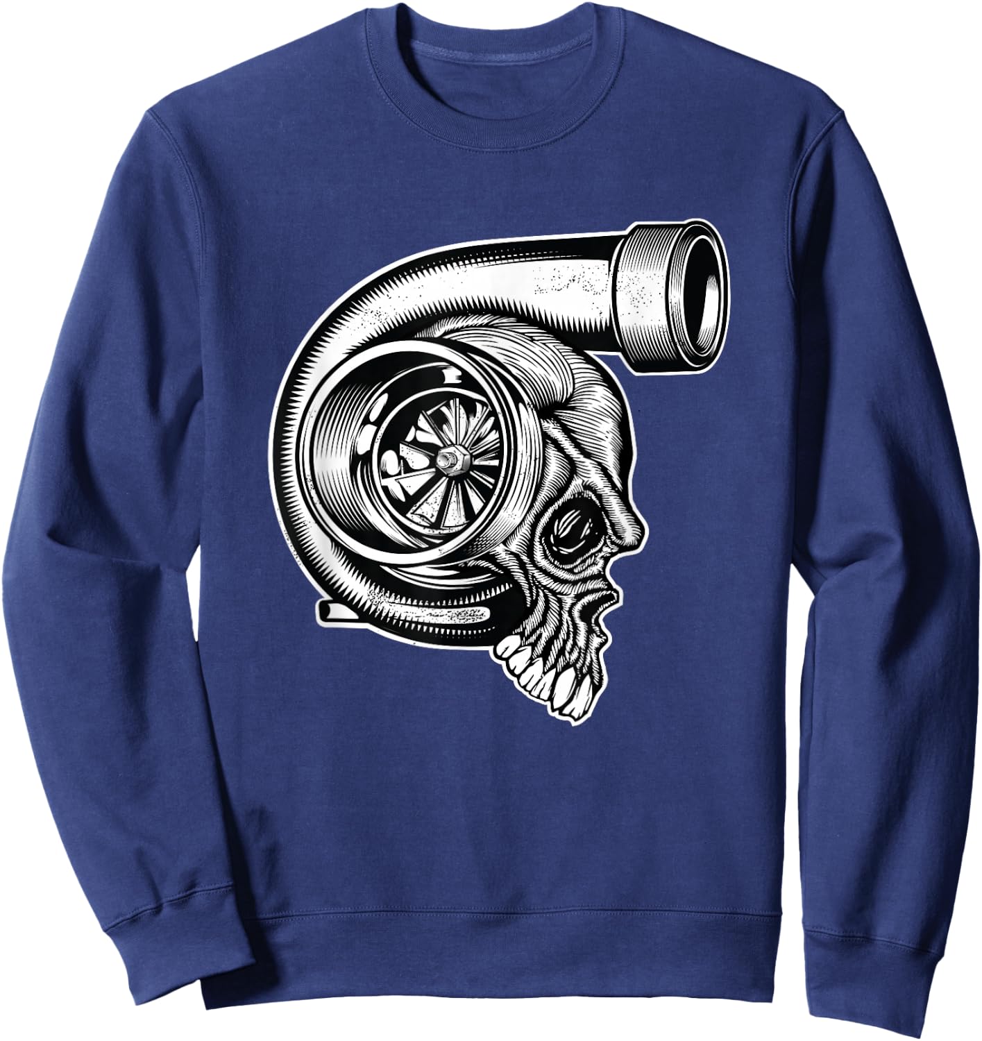 Turbocharger Skull Turbo Fast Race Car Boost Mechanic Tuning Sweatshirt - Sweatshirt | Navy