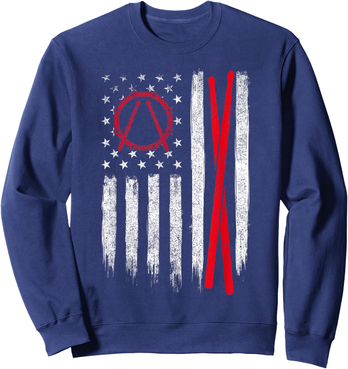 Drumsticks - USA American Flag Drummer Drumming Percussion Sweatshirt - Sweatshirt | Navy