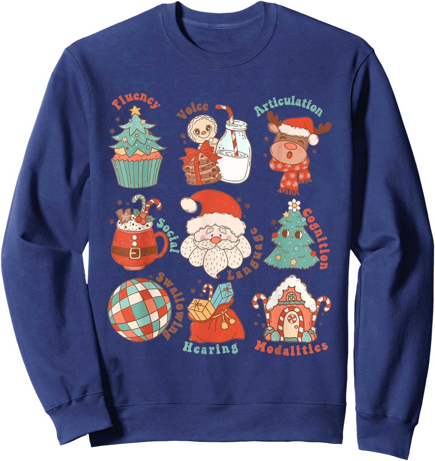 Speech Language Pathologist SLP Merry Christmas Cute Sweatshirt - Sweatshirt | Navy
