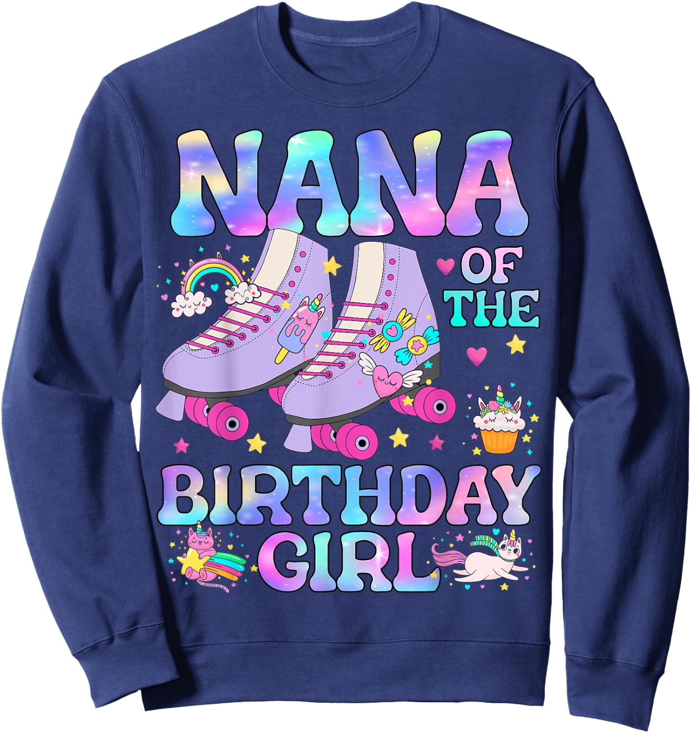 Nana of The Birthday Girl Rolling Skate Lover Matching Sweatshirt - Sweatshirt | Navy