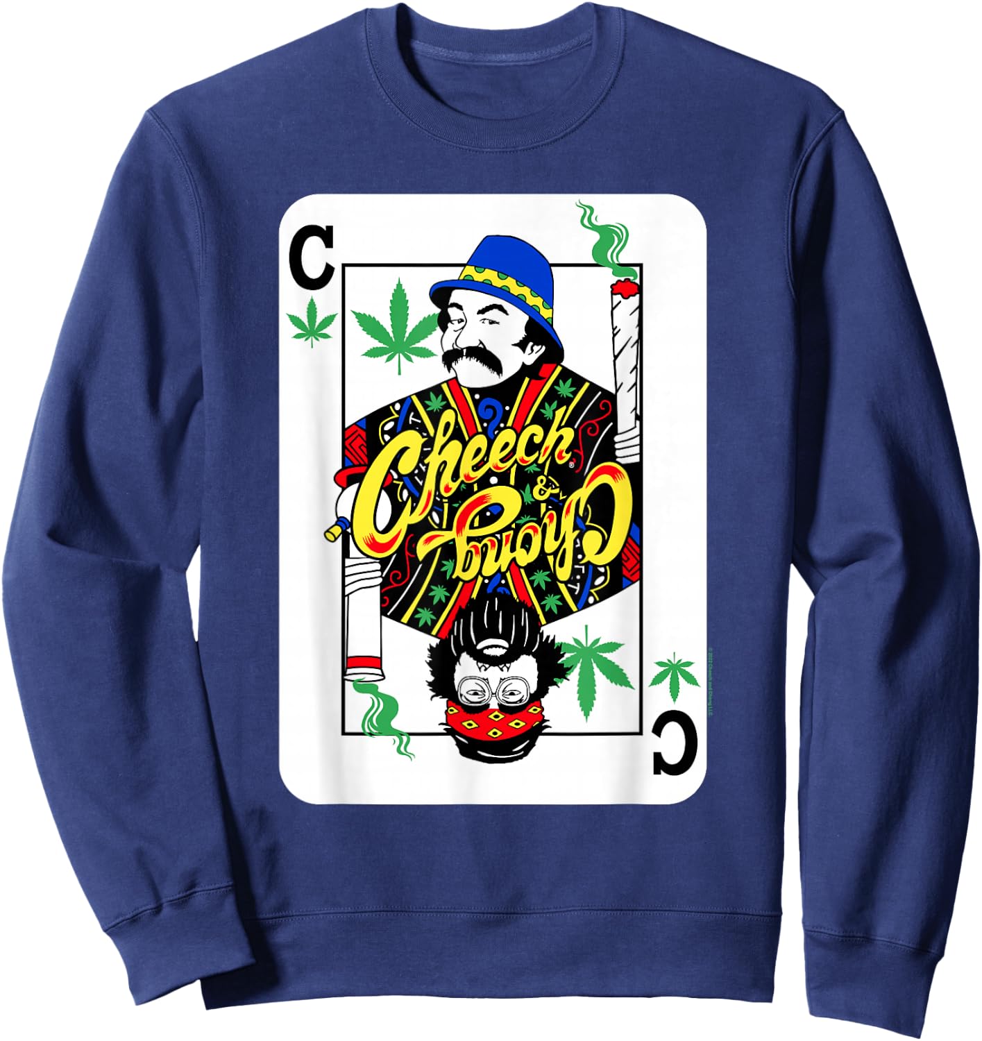 Cheech & Chong Playing Card C Of Weeds Sweatshirt - Sweatshirt | Navy