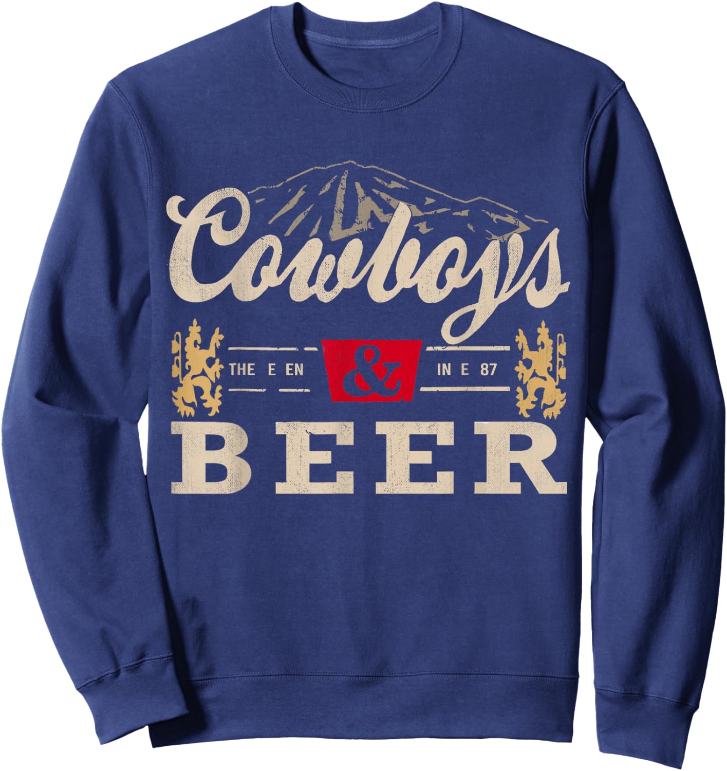 Vintage Cowboys Western and Beer, Cowboy Lovers Small Sweatshirt - Sweatshirt | Navy