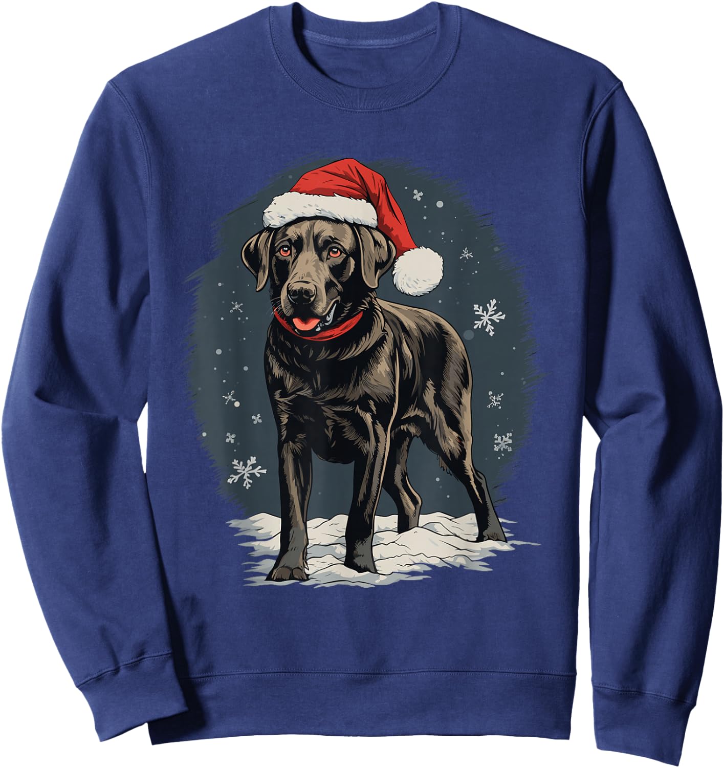 Black Labrador Christmas Santa Hat Xmas Pajama Sweatshirt - Sweatshirt | Navy