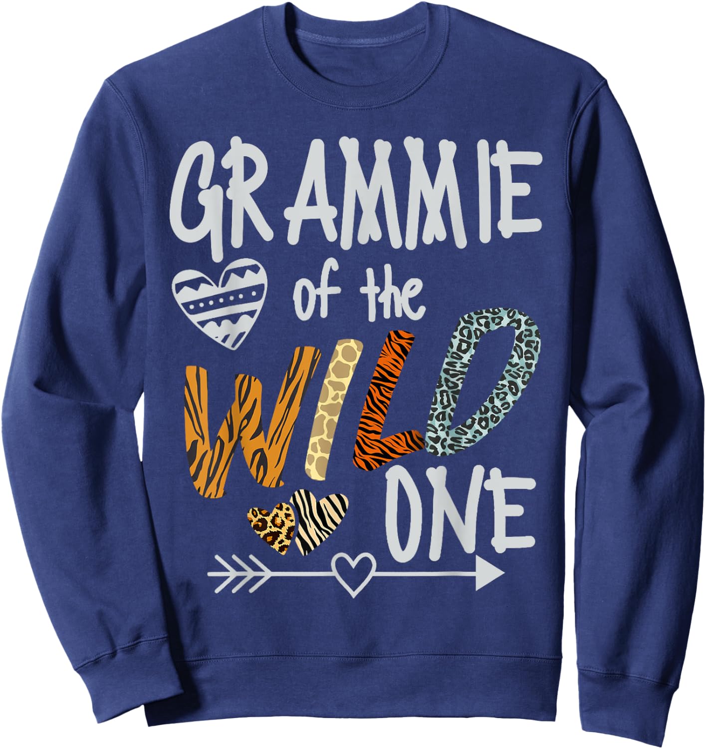 Grammie of The Wild One Animal Safari 1st Birthday Theme Sweatshirt - Sweatshirt | Navy