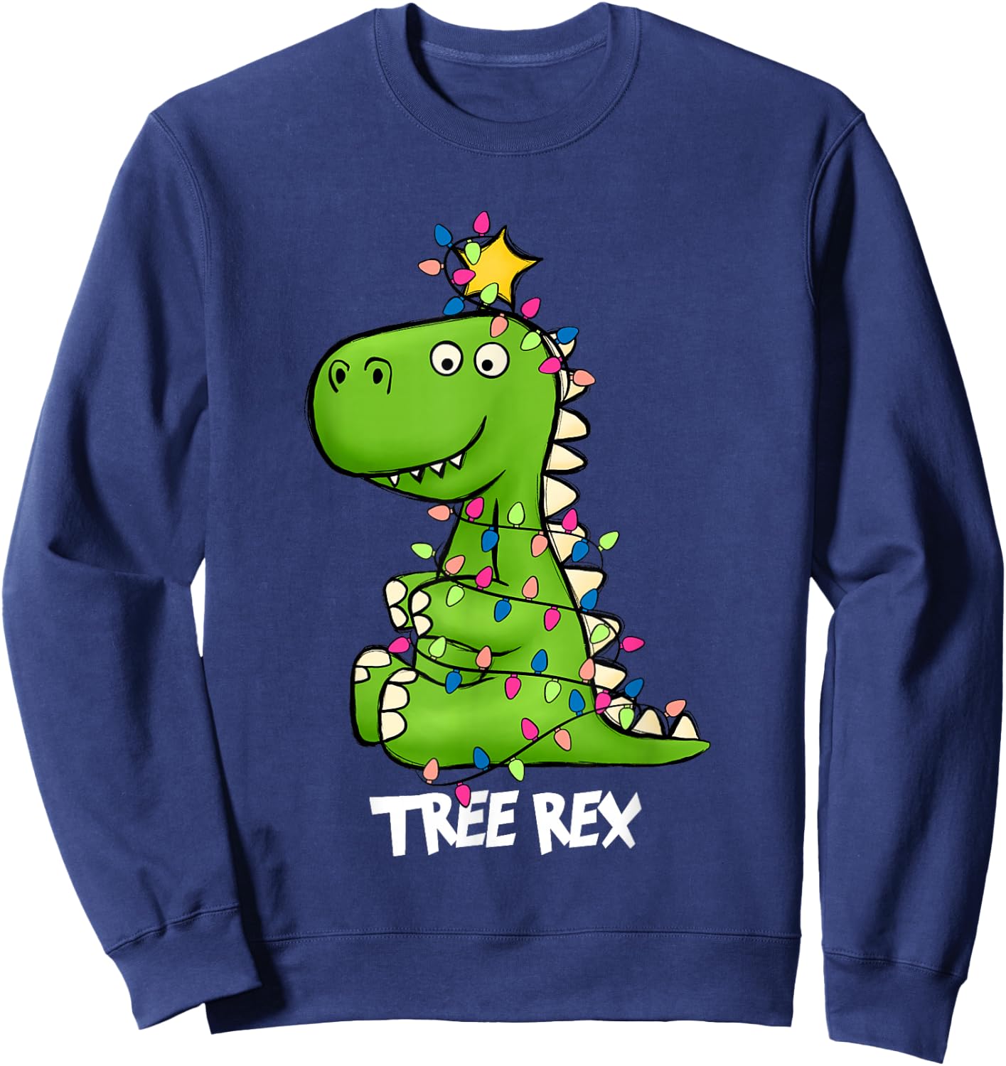 Tree Rex Funny Xmas Trex Boys Toddler Christmas Dinosaur Sweatshirt - Sweatshirt | Navy