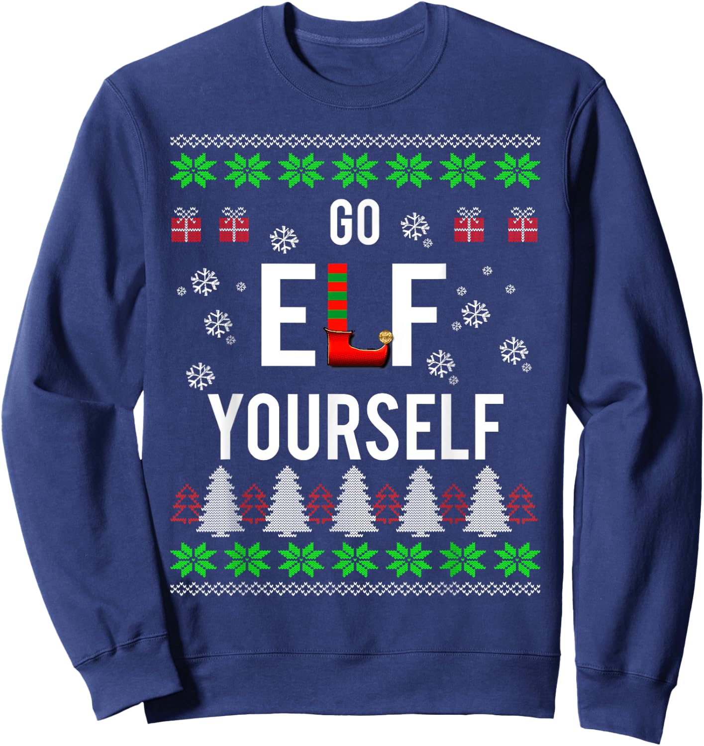 Go ELF Yourself Funny Christmas Holiday Sweatshirt - Sweatshirt | Navy