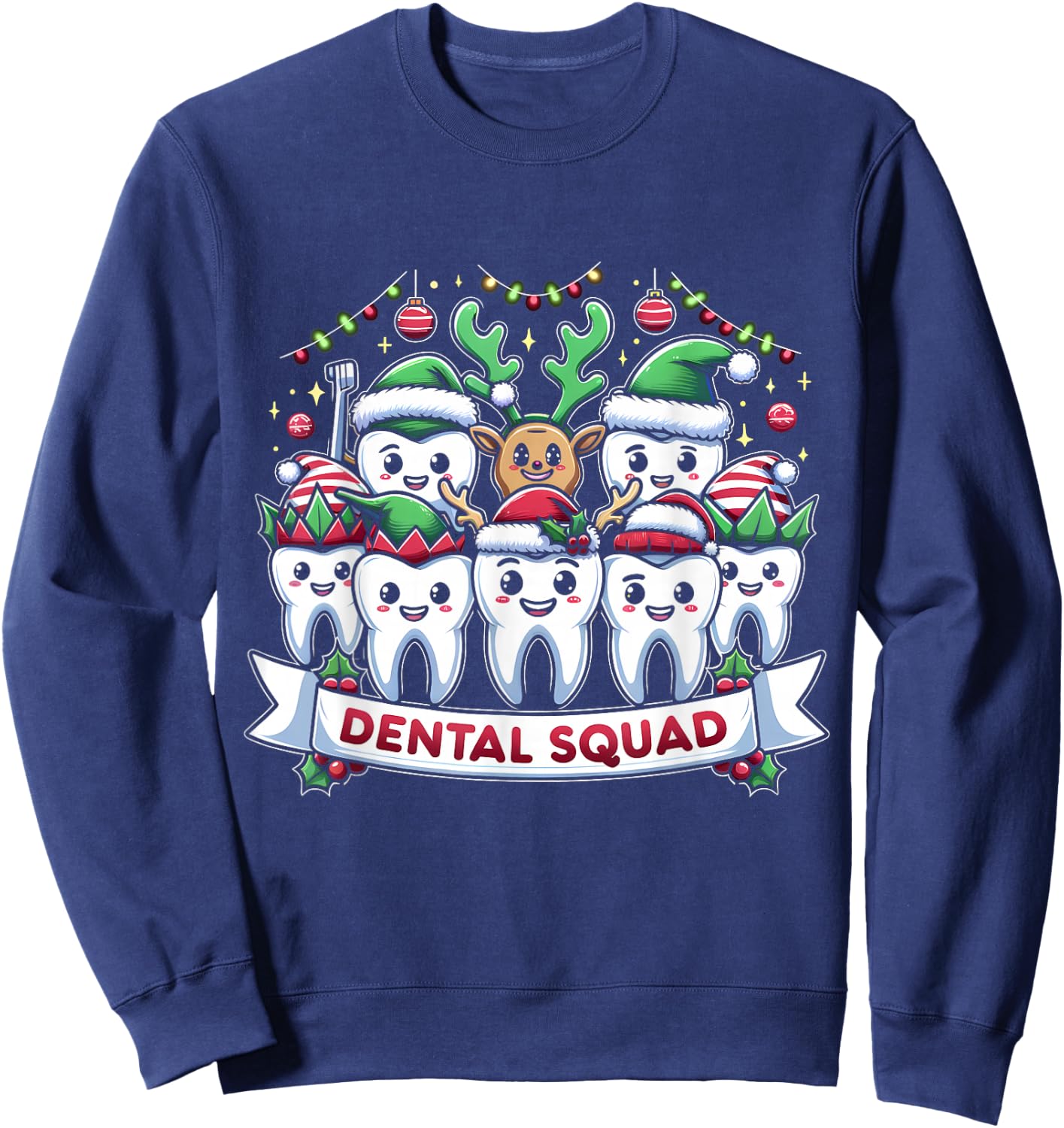 Merry Dental Squad Group Cheer Christmas Teeth Dentistry Sweatshirt - Sweatshirt | Navy