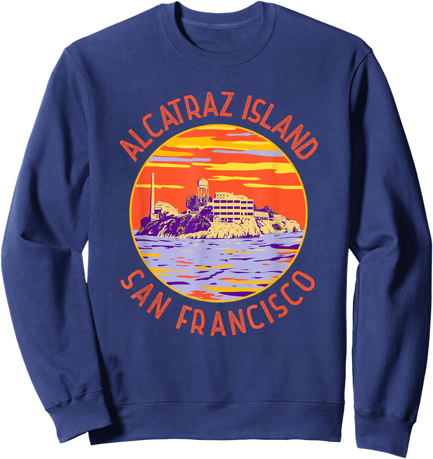 Alcatraz Island San Francisco Distressed Circle Vintage Sweatshirt - Sweatshirt | Navy