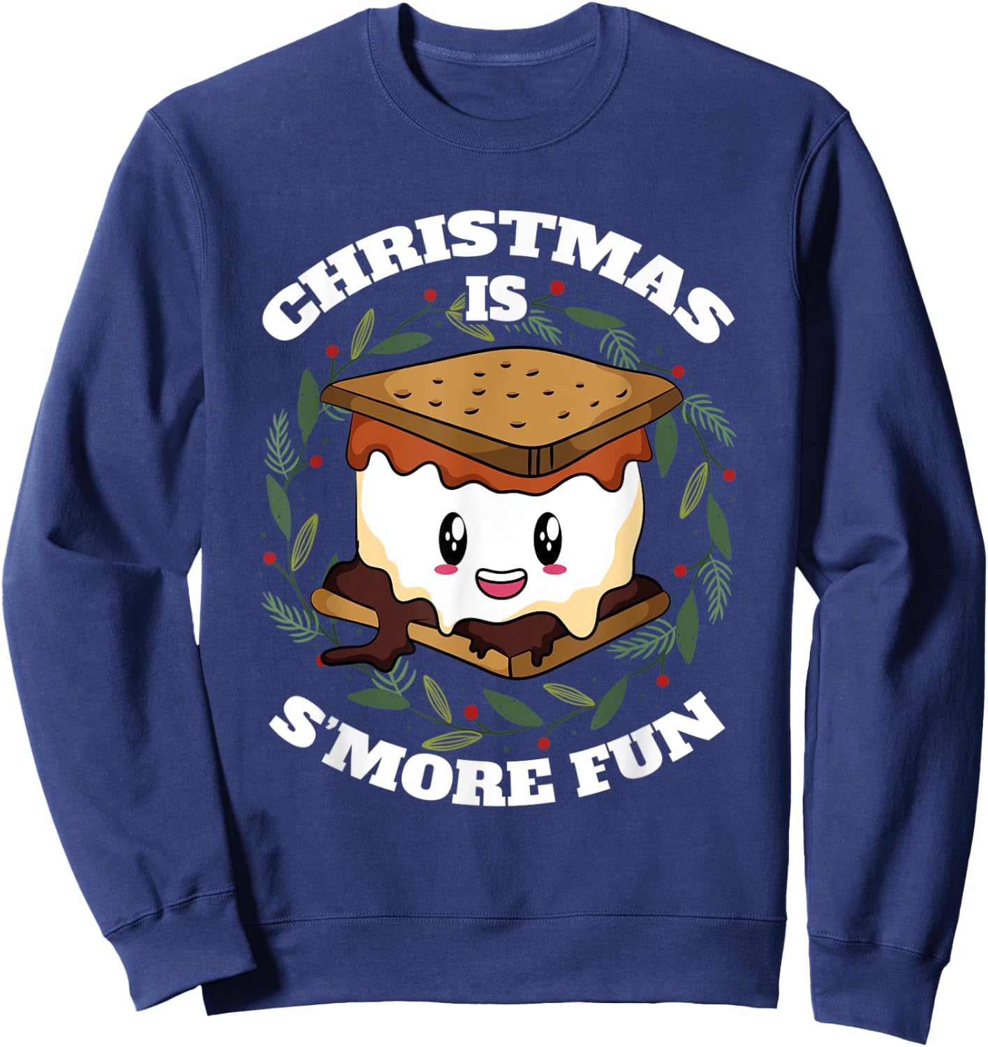 Christmas Is S'more Fun Toddler Boy Camping Cute Smores Sweatshirt - Sweatshirt | Navy
