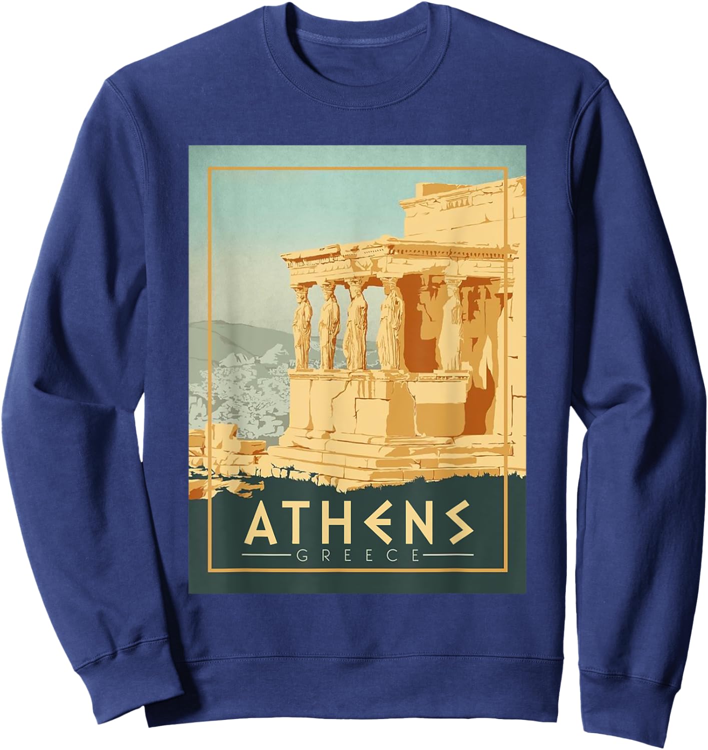 Vintage Athens Ancient Temple Of Athena Greece Souvenir Sweatshirt - Sweatshirt | Navy