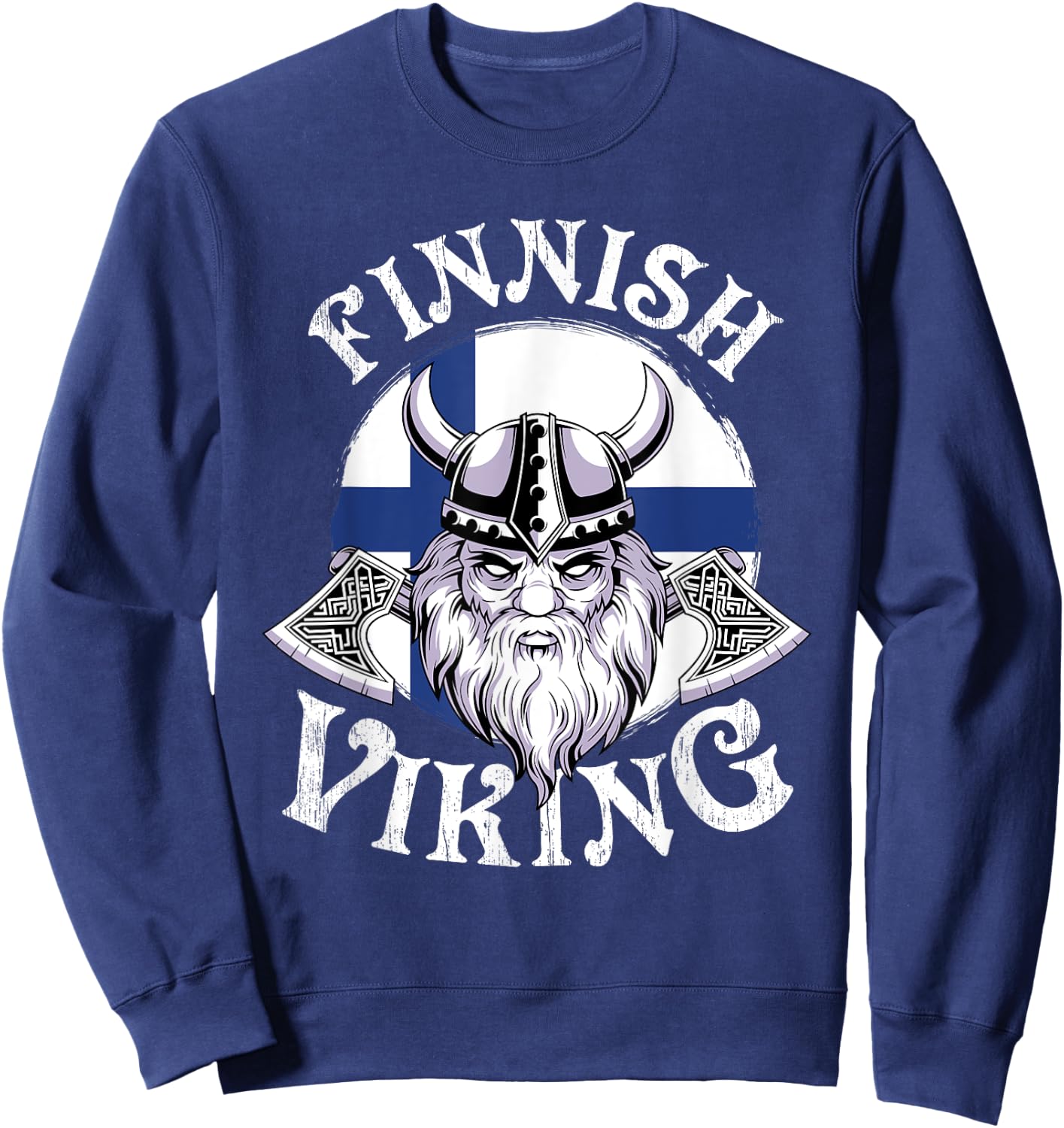 Finnish Viking Funny Finland Flag Norse Vikings Lover Outfit Sweatshirt - Sweatshirt | Navy
