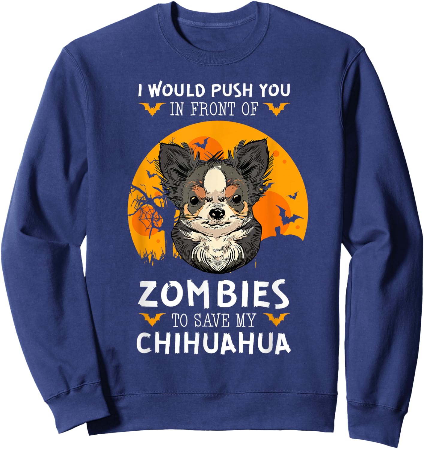 Chihuahua Halloween Zombie Dog Breed Animal Women Sweatshirt - Sweatshirt | Navy