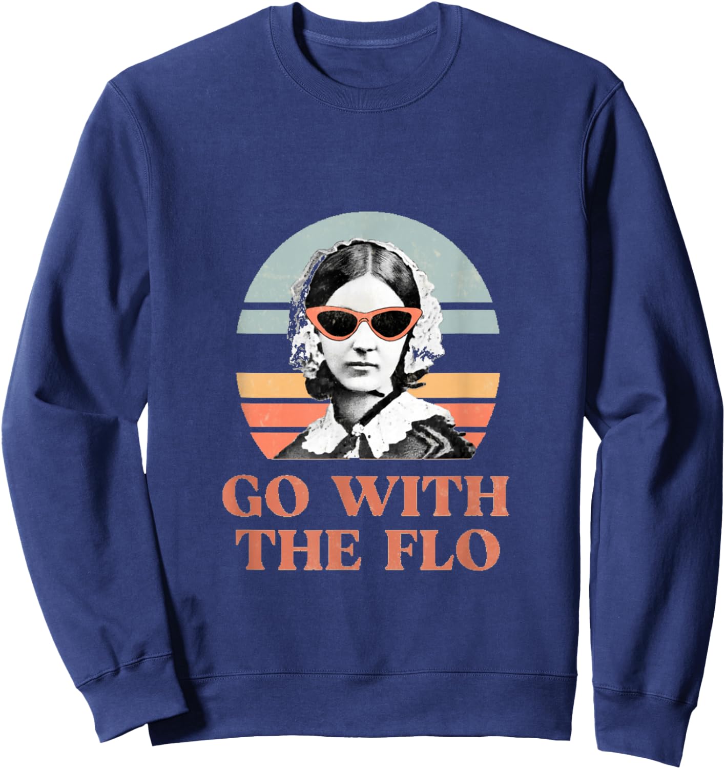 Go with the Flo funny nursing design Sweatshirt - Sweatshirt | Navy