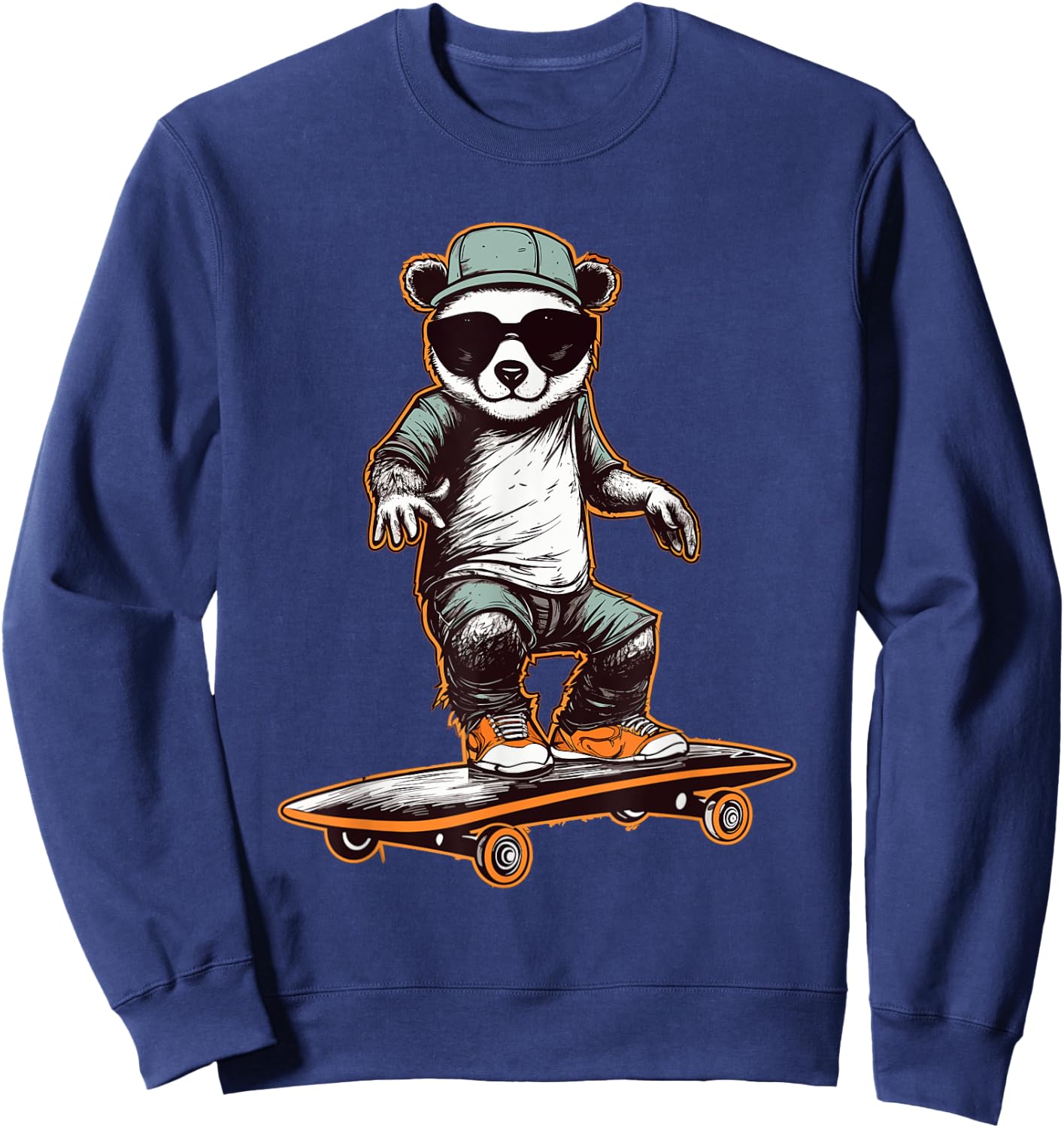 Skateboarding Panda Skater Skateboarder Women Sweatshirt - Sweatshirt | Navy