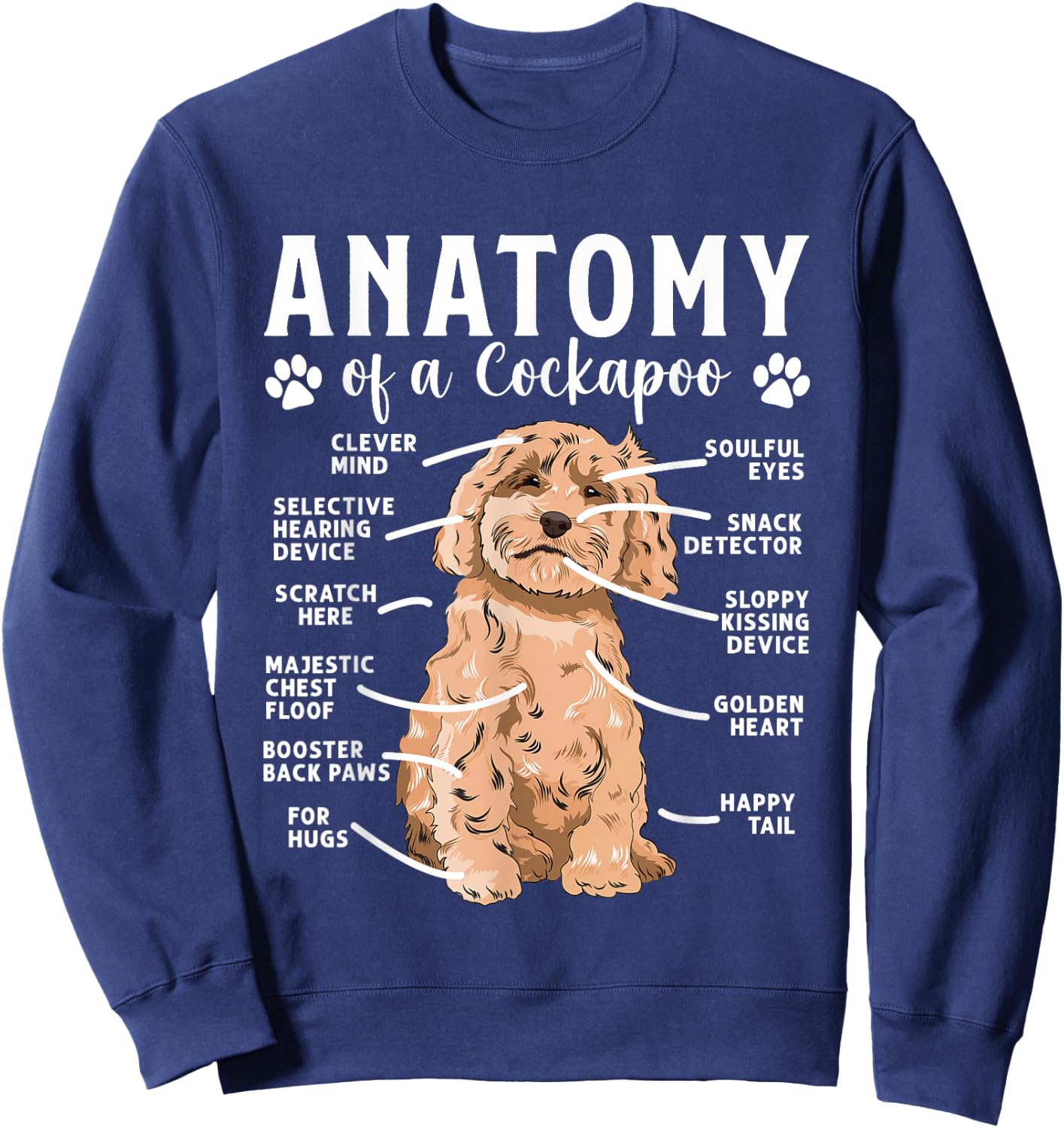 Cockapoo Dog Owner Anatomy Of A Cockapoo Sweatshirt - Sweatshirt | Navy