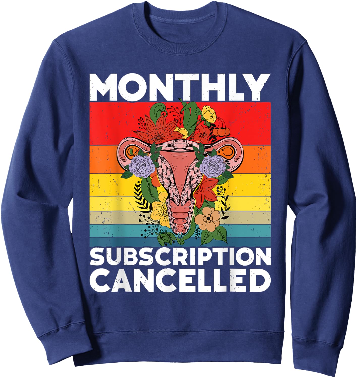 Retro Uterus Support Hysterectomy Recovery Products Sweatshirt - Sweatshirt | Navy