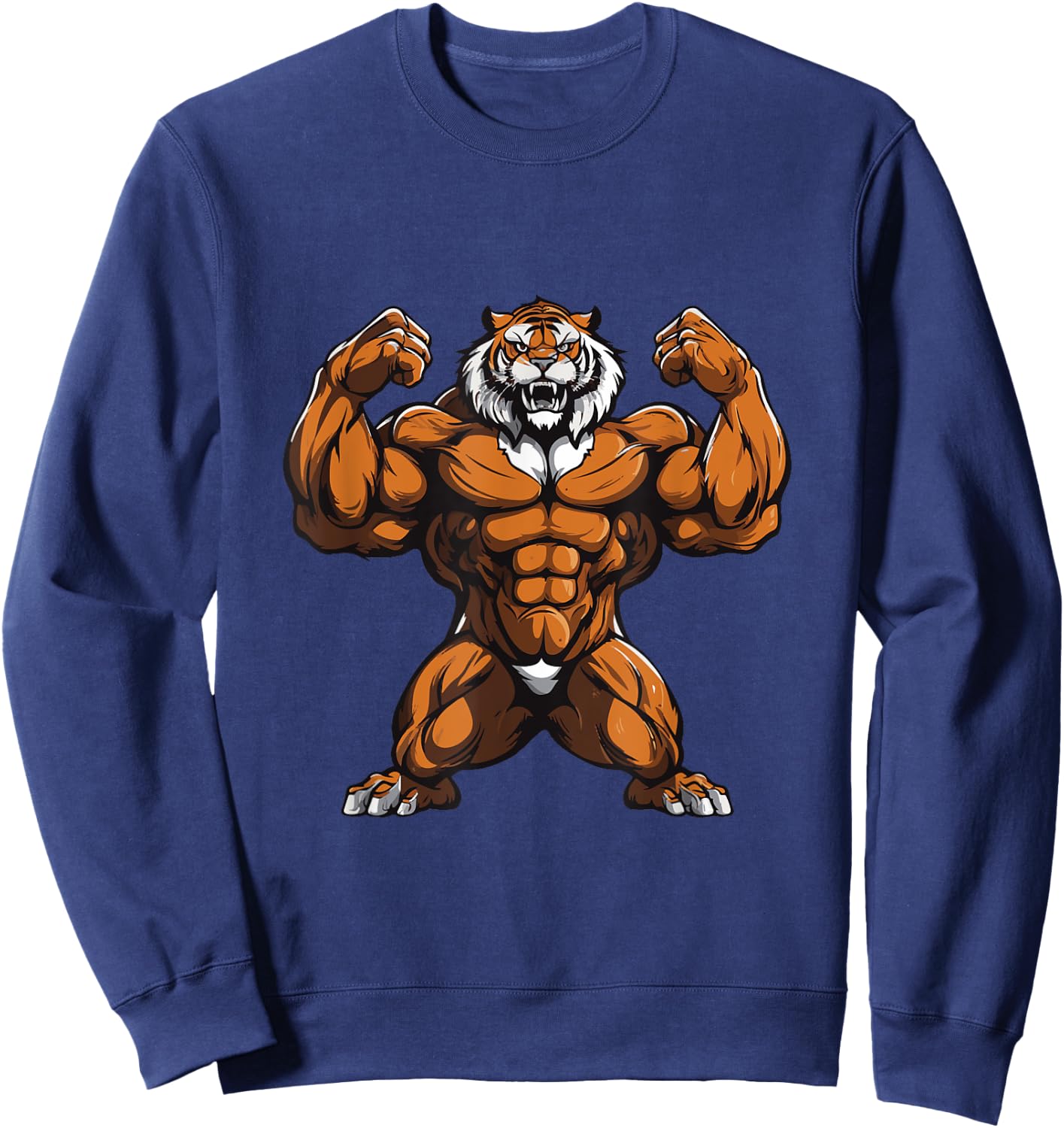 Tiger Muscles Gym Fitness Workout Training Beast Sweatshirt - Sweatshirt | Navy