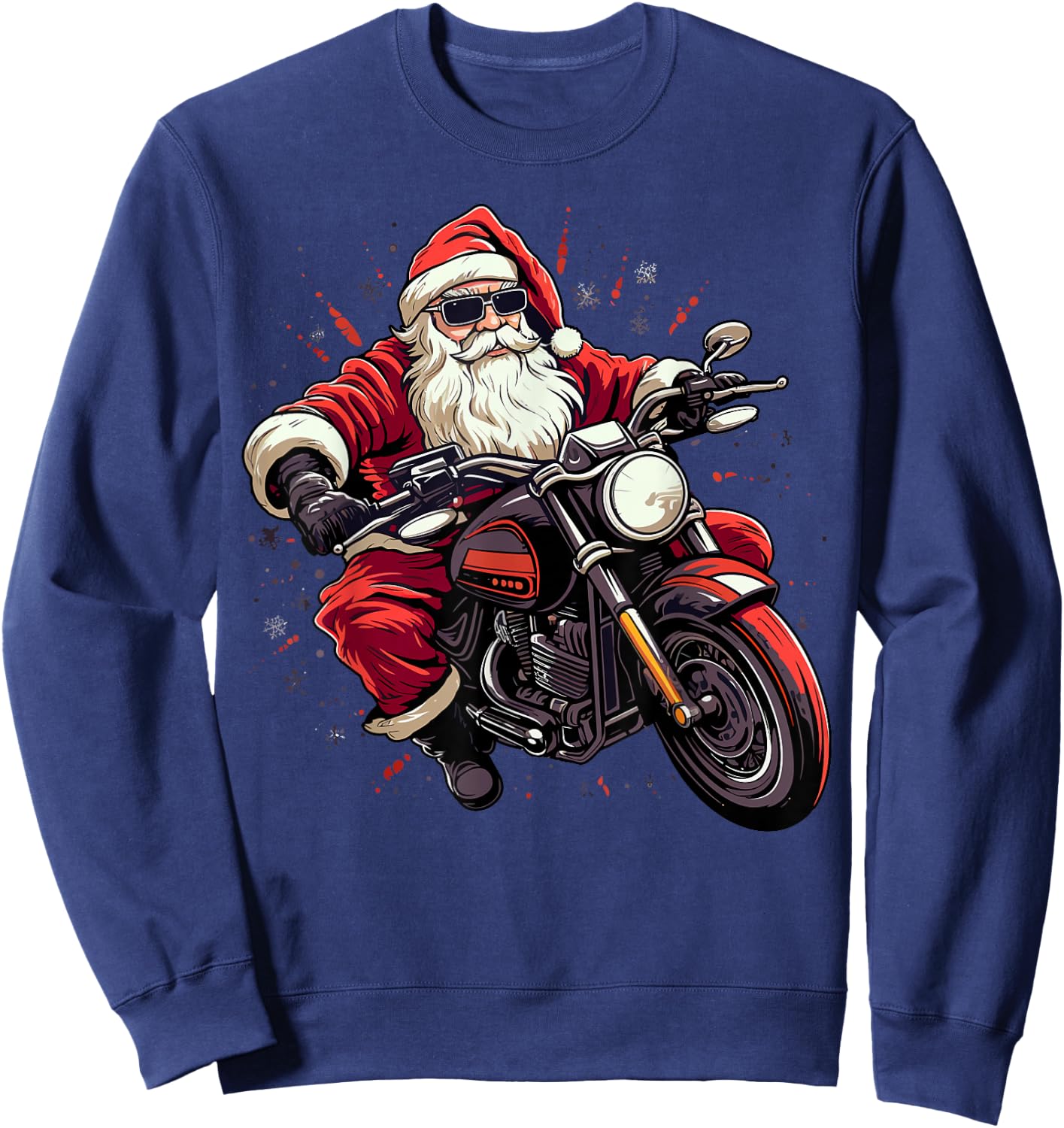 Motorcycle Santa Christmas Rider Xmas Sweatshirt - Sweatshirt | Navy