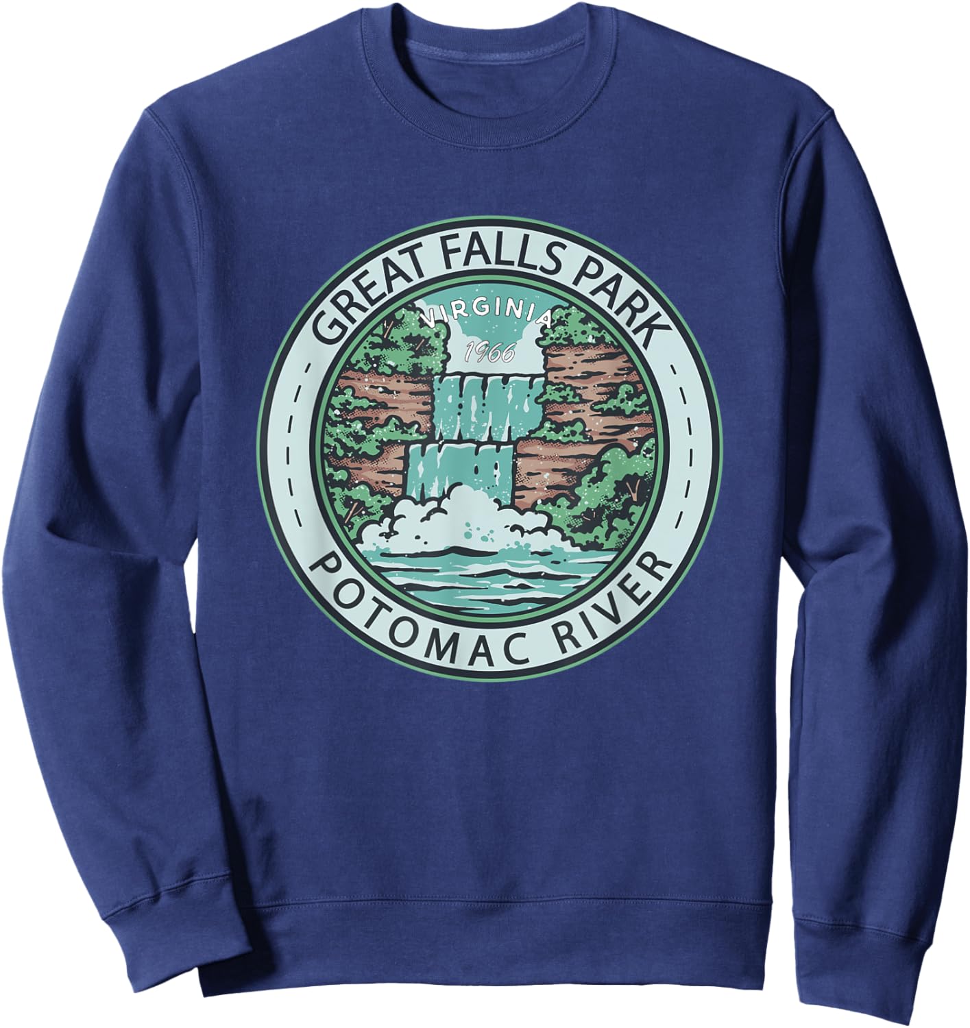 Great Falls Park Virginia Badge Vintage Sweatshirt - Sweatshirt | Navy