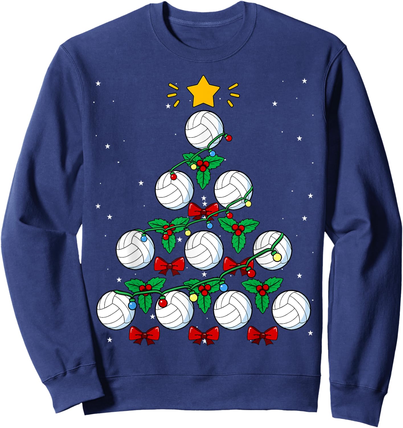 Volleyball Christmas Tree Ball Team Sports Coach Player Game Sweatshirt - Sweatshirt | Navy