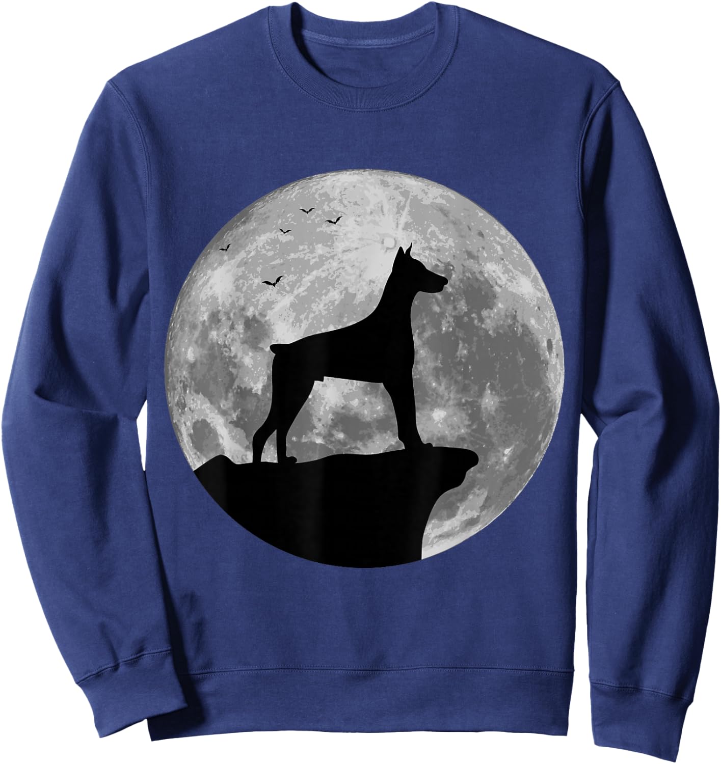 Doberman Silhouette In The Moon Halloween Costume Sweatshirt - Sweatshirt | Navy