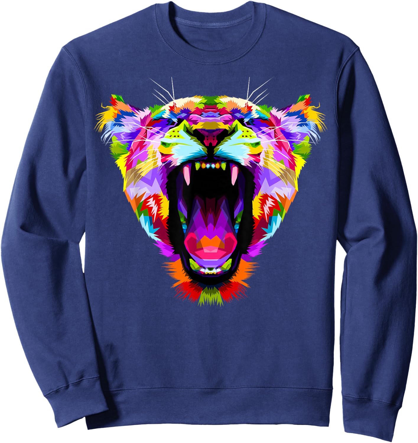 Colourful Angry Lioness Portrait Funny Big Cat Sweatshirt - Sweatshirt | Navy