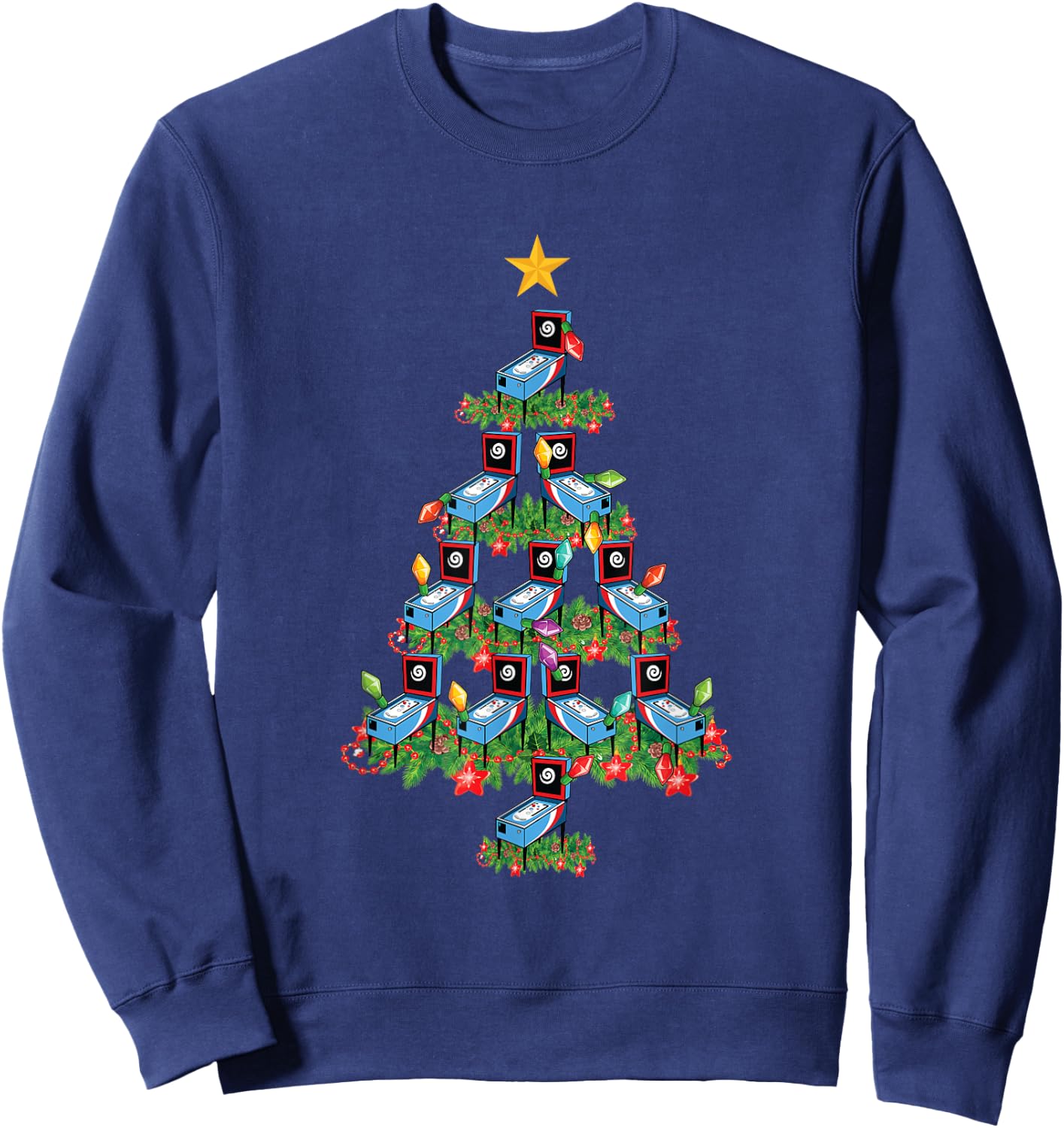 Pinball Machine Retro Arcade Game Gamer Pinball Christmas Sweatshirt - Sweatshirt | Navy
