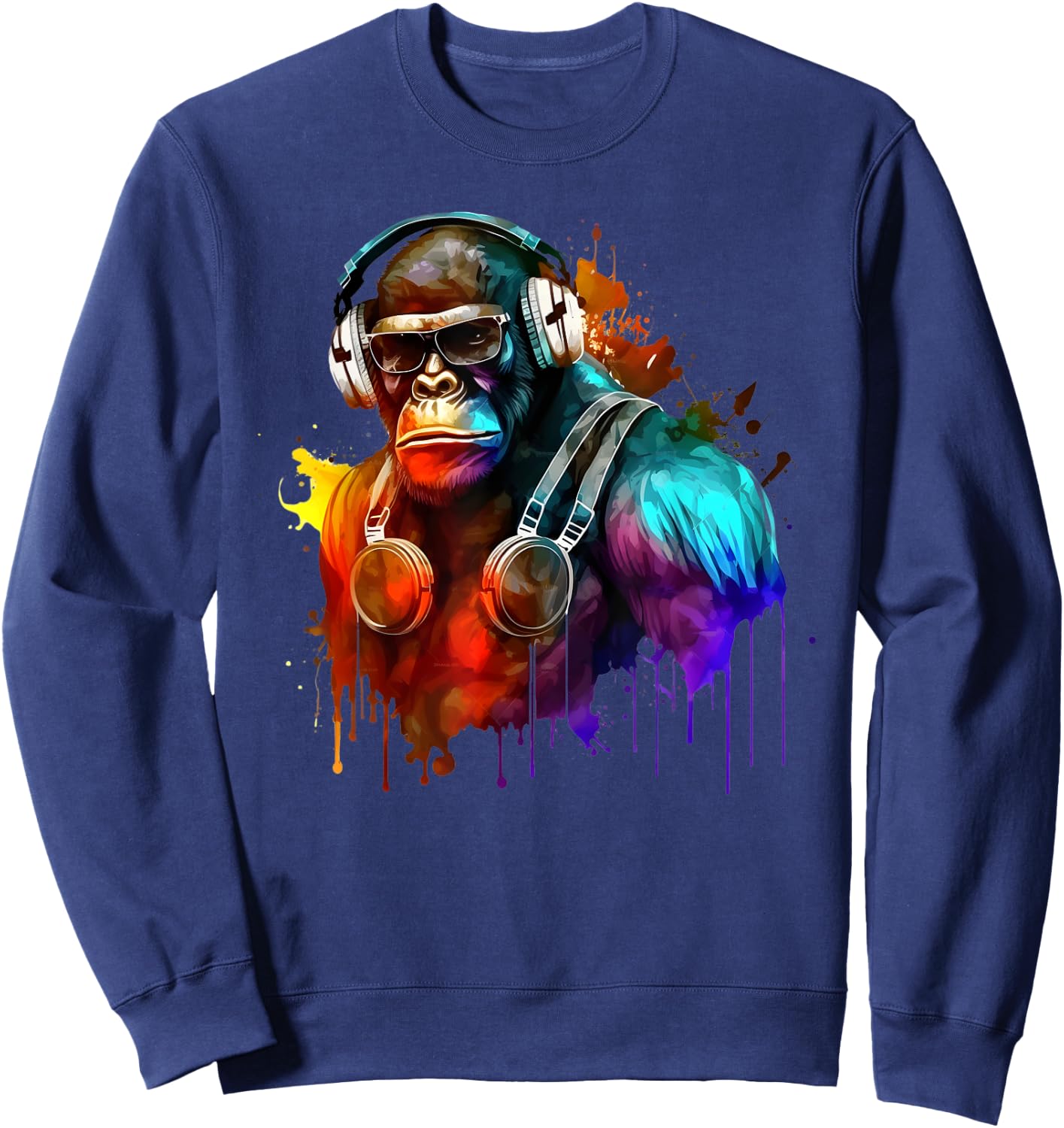 Gorilla DJ with Headphones Rave Techno Sweatshirt - Sweatshirt | Navy