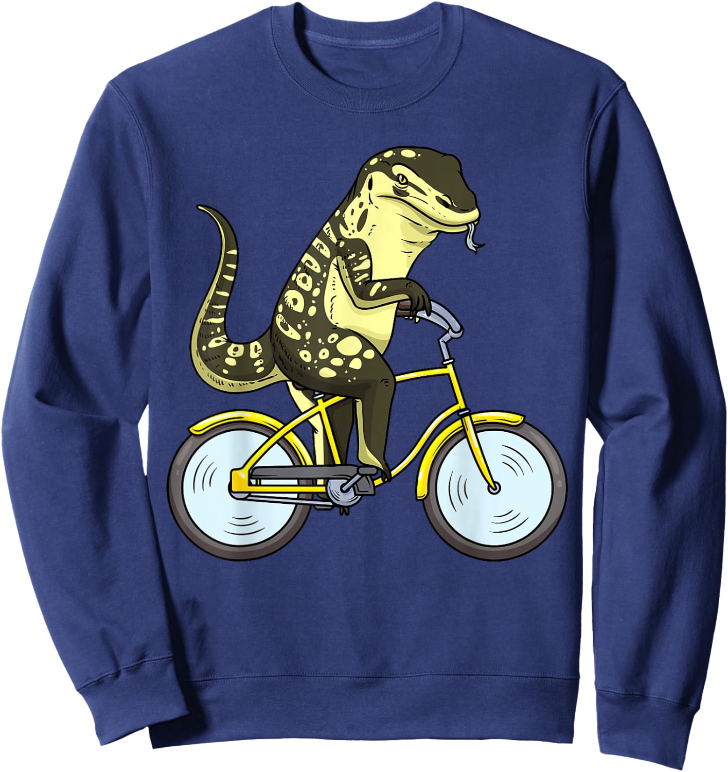 Asian Water Monitor Lizard On Bike Reptile Cyclist Sweatshirt - Sweatshirt | Navy