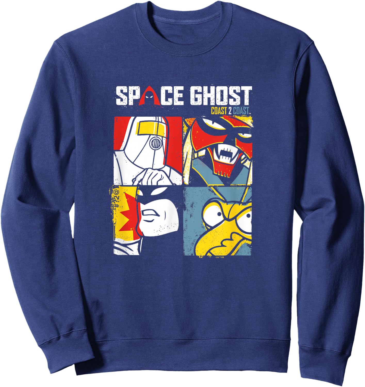 Space Ghost Coast to Coast Vintage Villains Faded Box Ups Sweatshirt - Sweatshirt | Navy