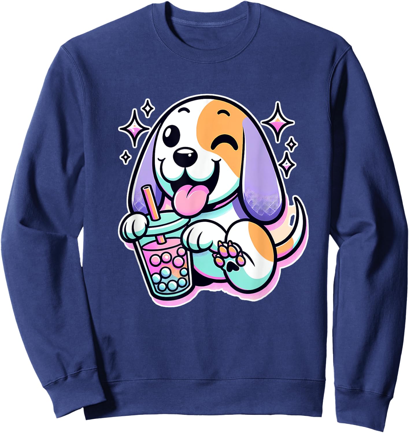 Pastel Goth Treeing Walker Coonhound Dog Bubble Tea Women Kids Sweatshirt - Sweatshirt | Navy