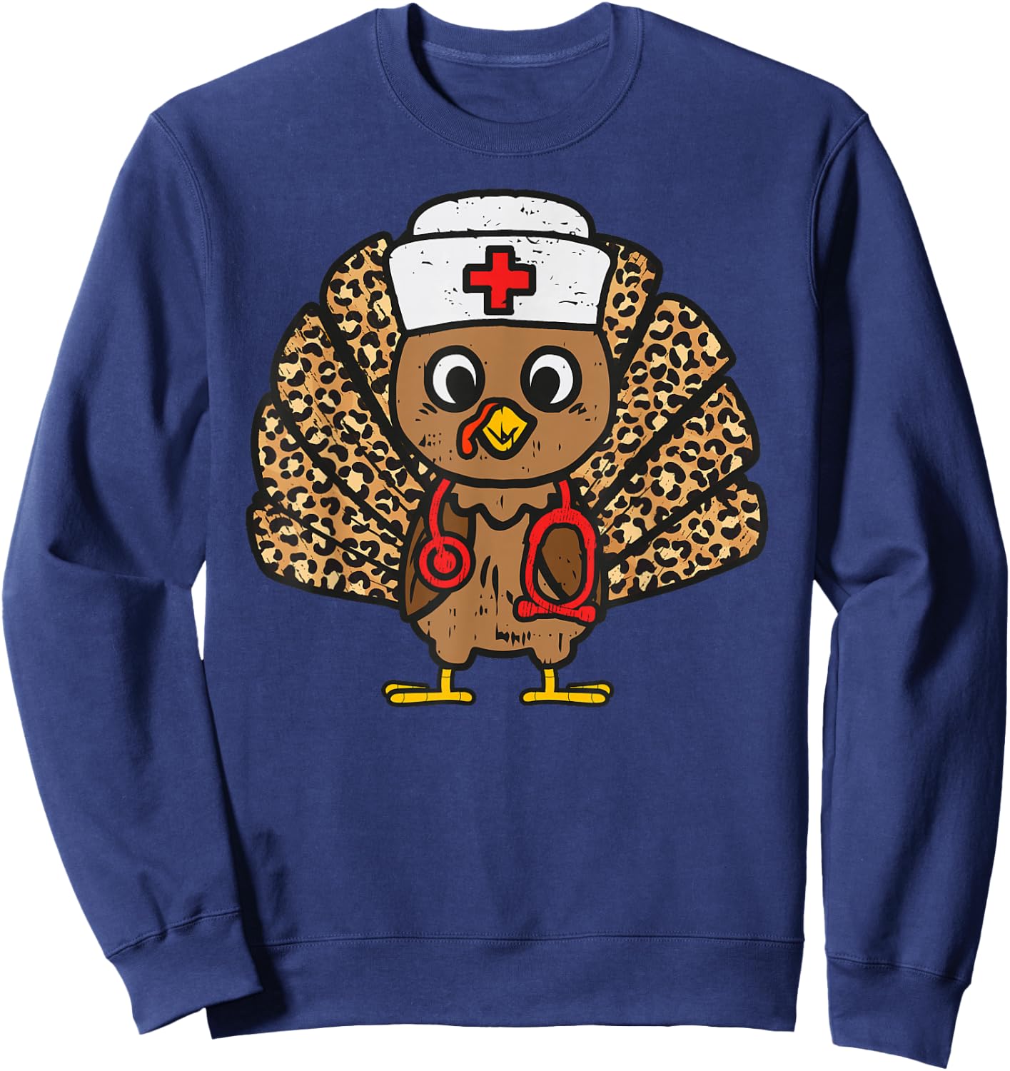 Turkey Nurse Stethoscope Thanksgiving Nurse Turkey Autumn Sweatshirt - Sweatshirt | Navy