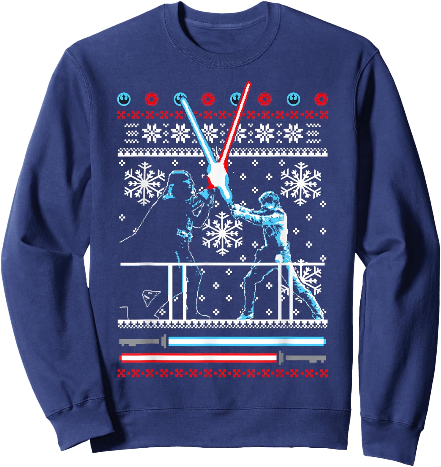Star Wars Vader Luke Duel Christmas Sweater Graphic Sweatshirt - Sweatshirt | Navy