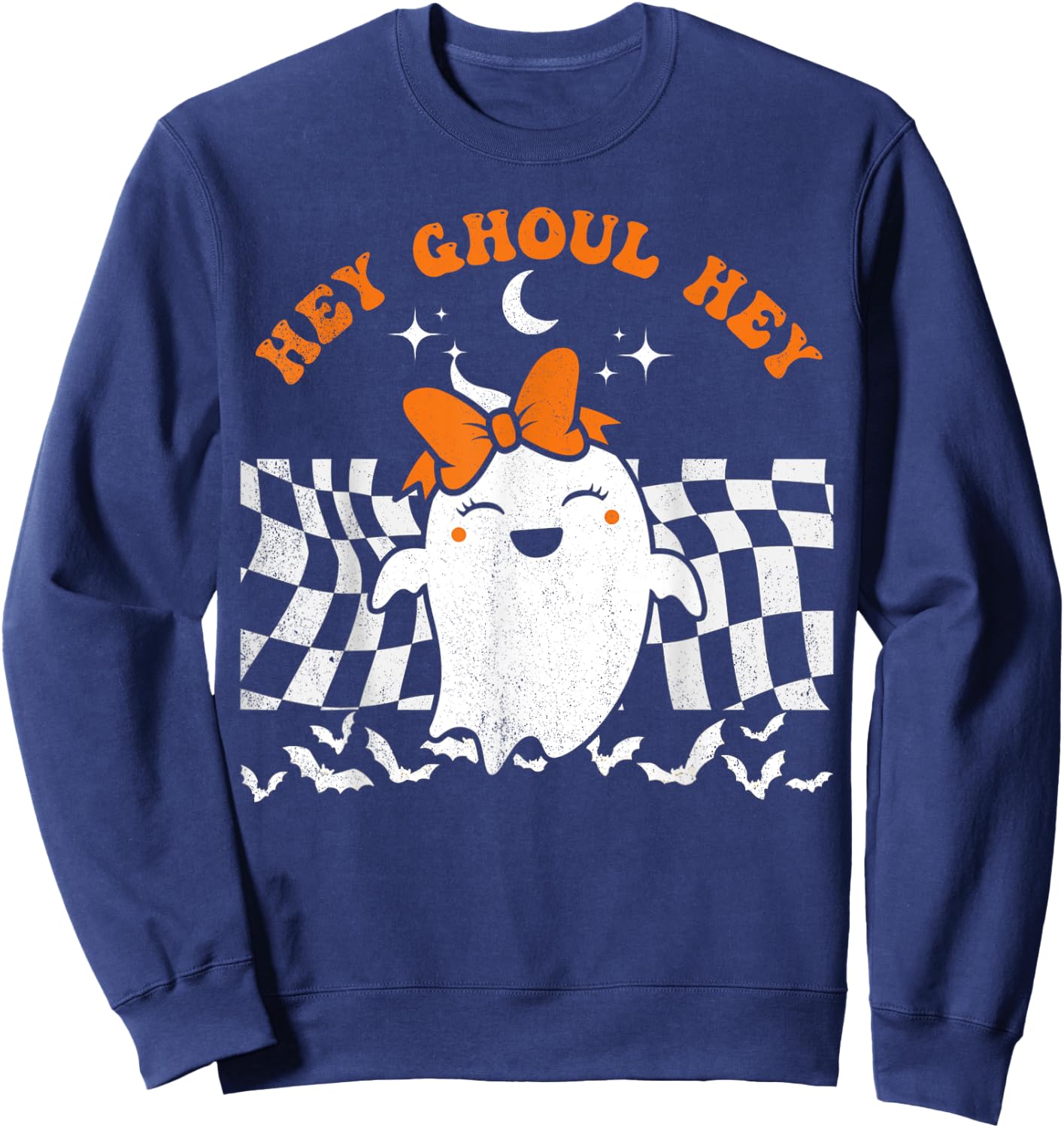 Hey Ghoul Hey Ghost Halloween Funny Pun Spooky Vintage Sweatshirt - Sweatshirt | Navy