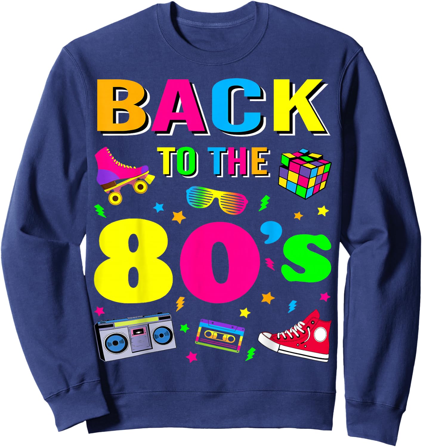 80s Retro Motto I Love 80's Sweatshirt - Sweatshirt | Navy