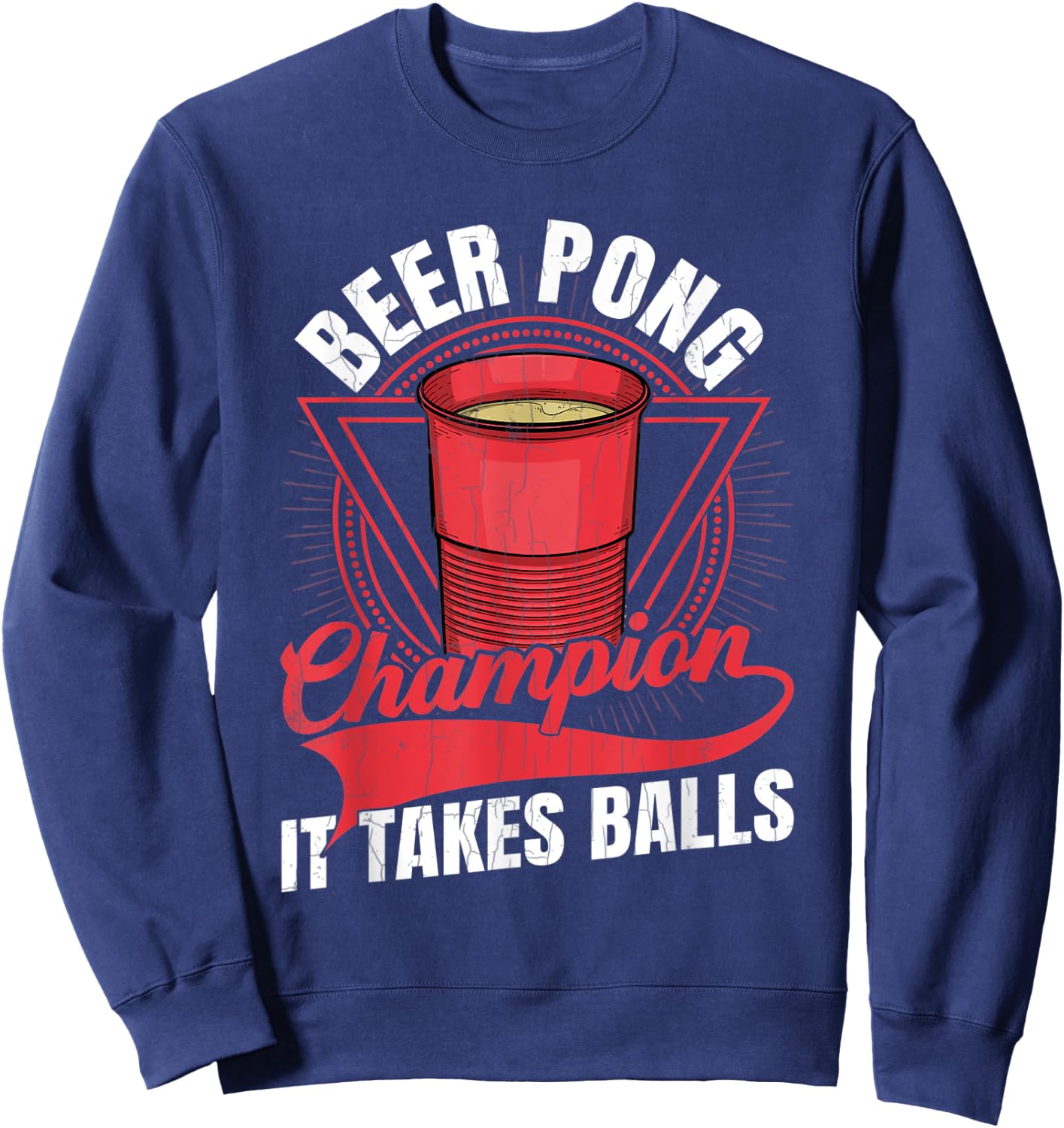 Beer Pong Champion Funny Sports Lover Player Graphic Sweatshirt - Sweatshirt | Navy