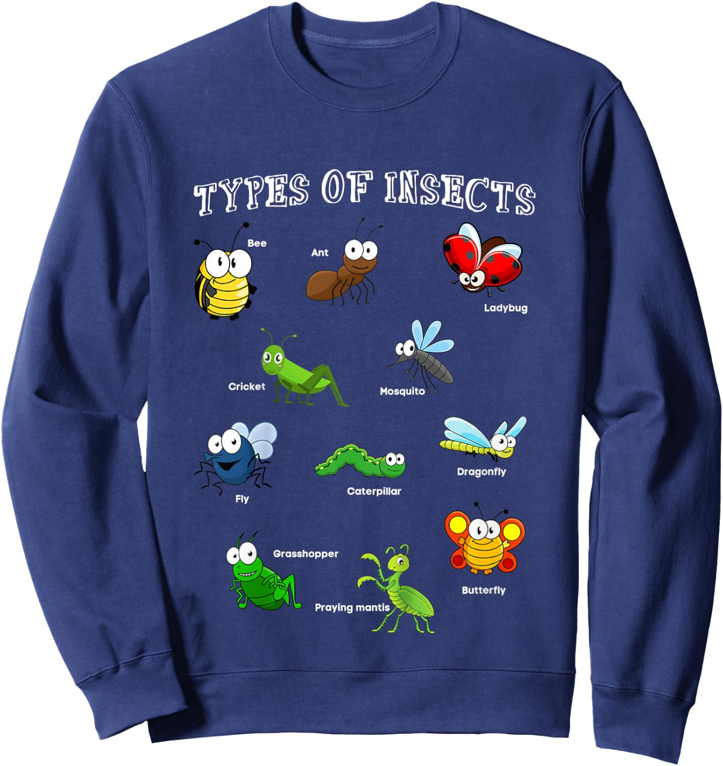 Types Of Insects Bug Identification Science Educational Sweatshirt - Sweatshirt | Navy